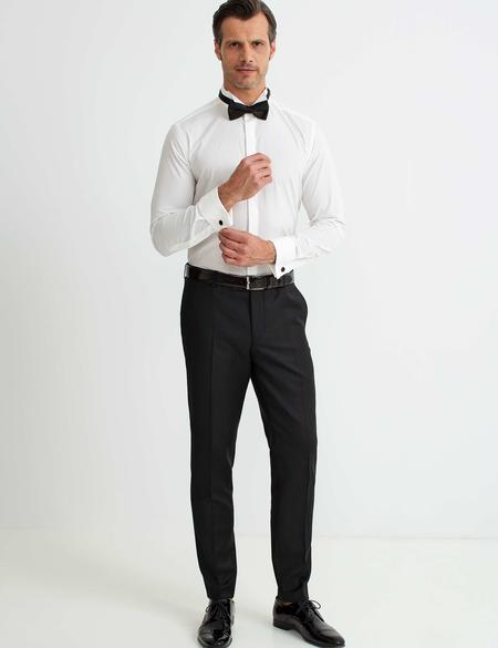 Ekru Slim Fit Smokin Gömlek - 50189537017