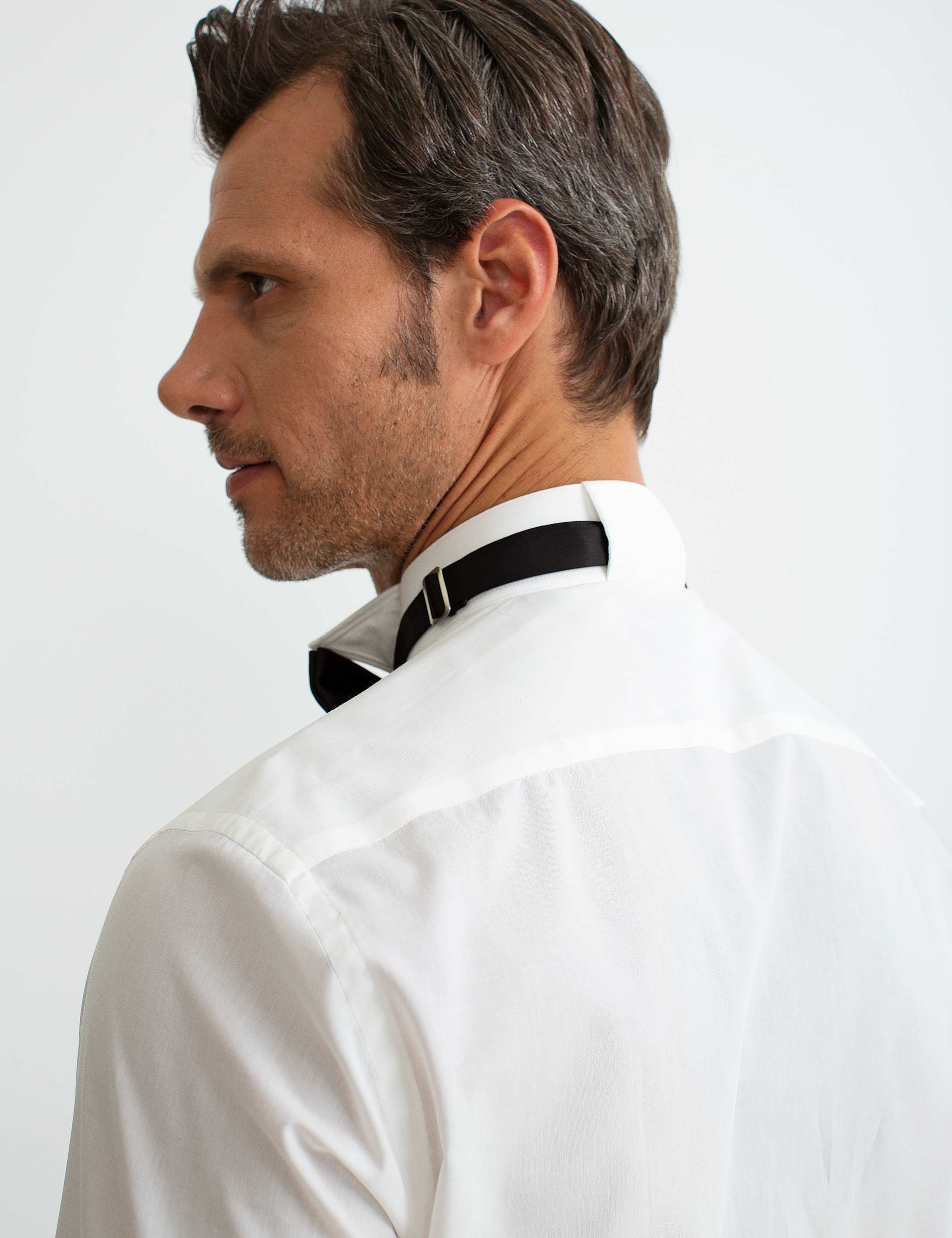 Ekru Slim Fit Smokin Gömlek - Image 3