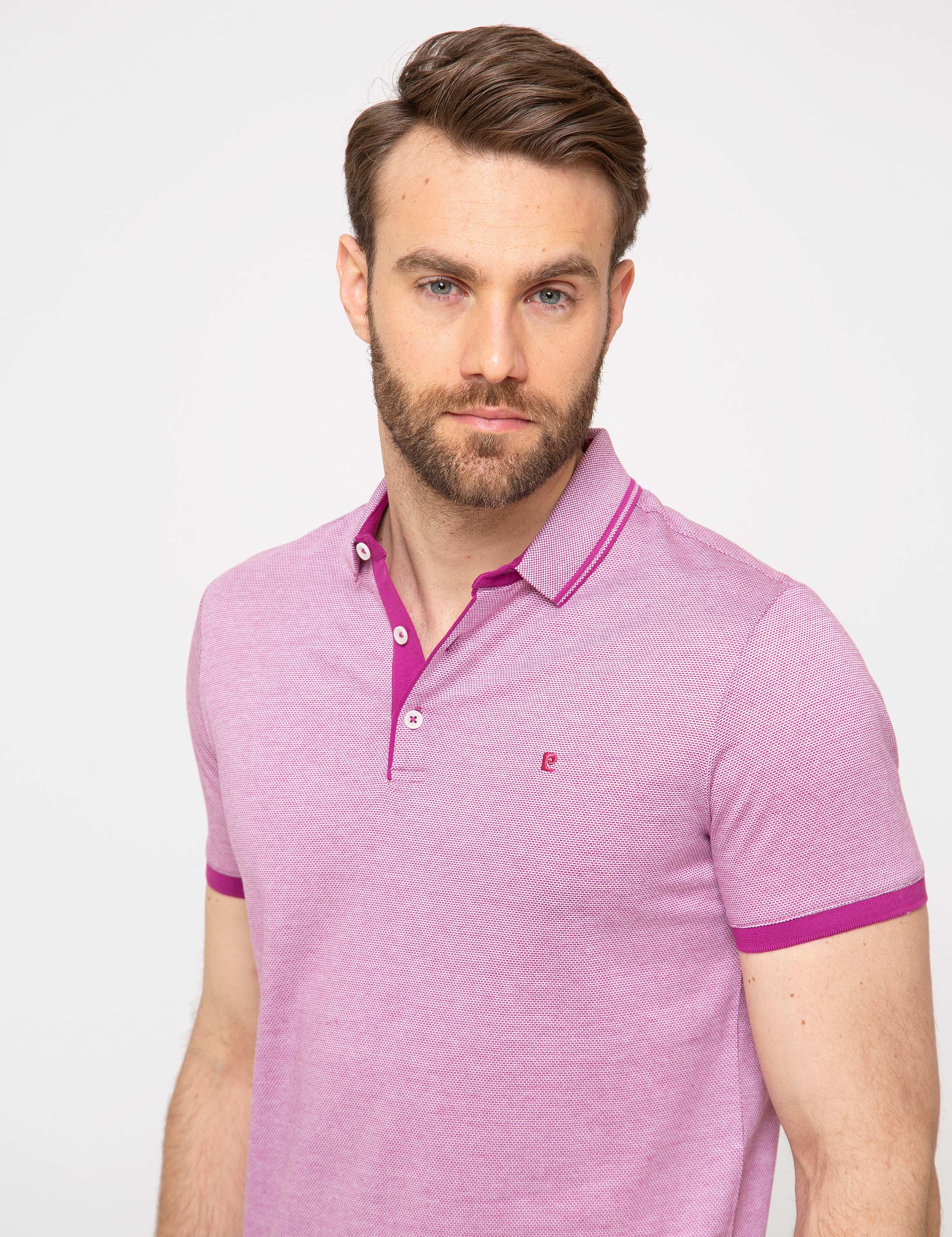 Fuşya Slim Fit Polo Yaka T-Shirt - Image 3