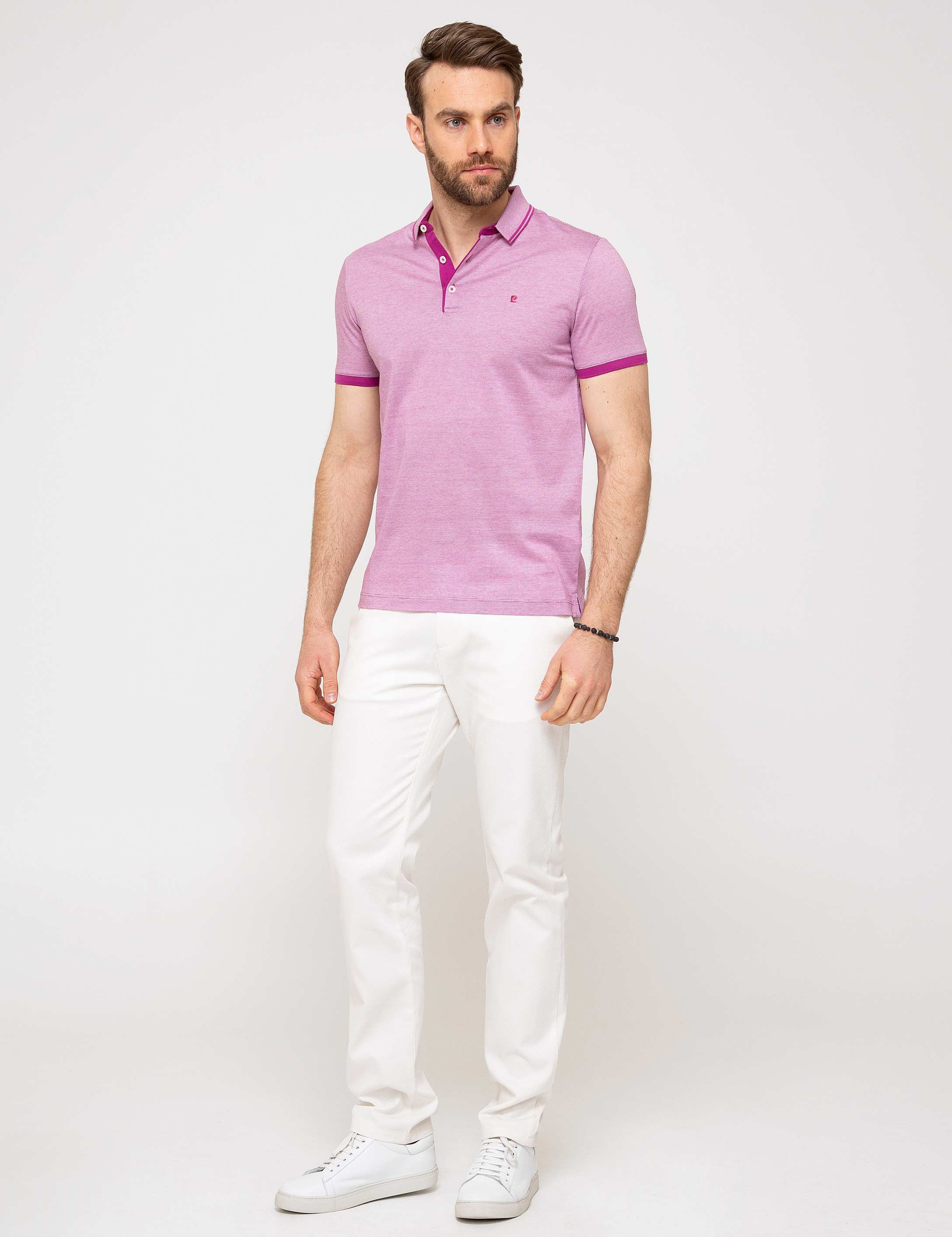 Fuşya Slim Fit Polo Yaka T-Shirt - Image 1