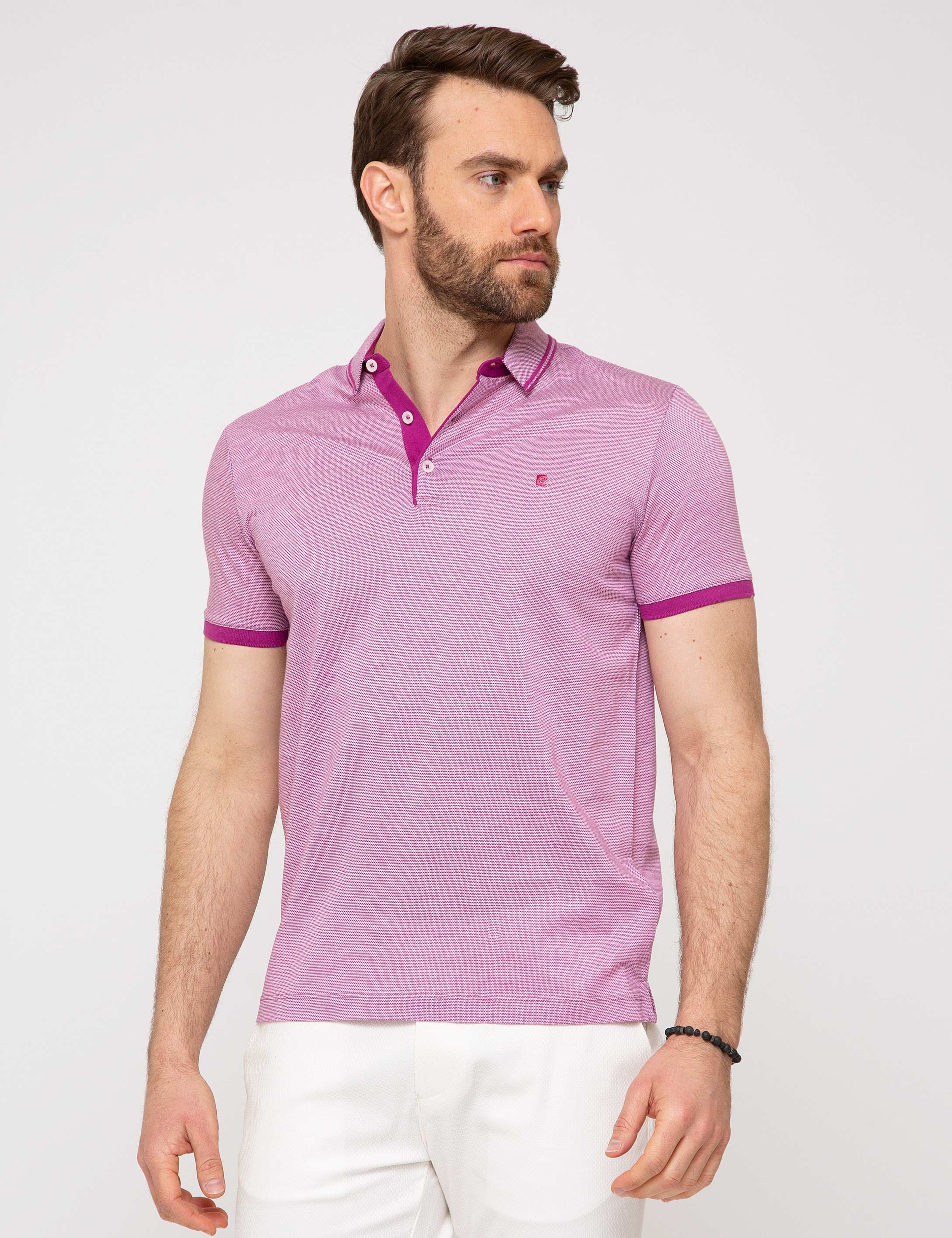 Fuşya Slim Fit Polo Yaka T-Shirt - Image 2