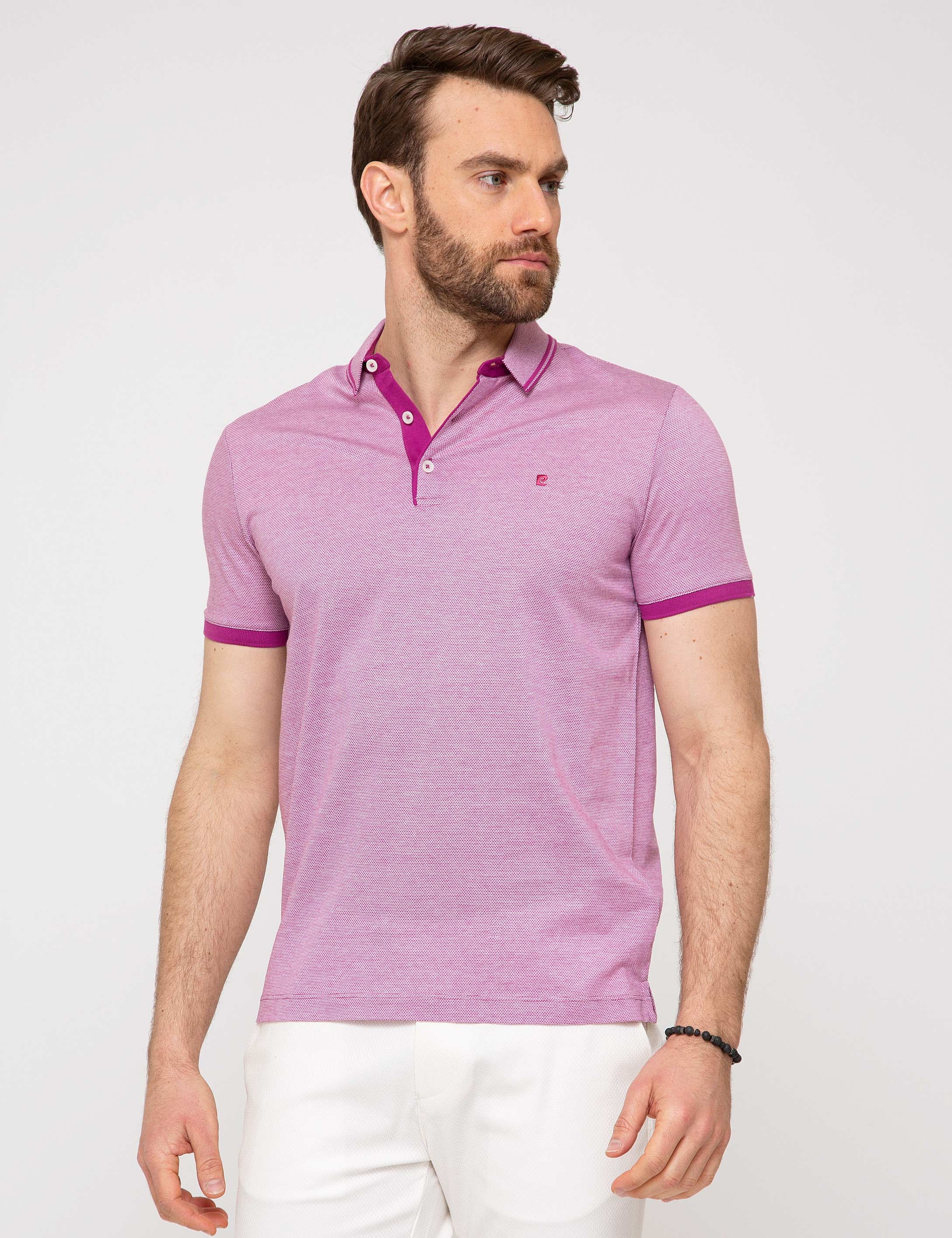 Fuşya Slim Fit Polo Yaka T-Shirt
