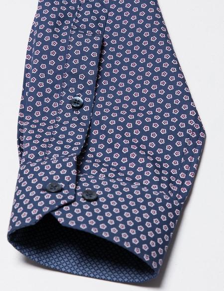 Kırmızı Detaylı Lacivert Slim Fit Gömlek - 50191727004