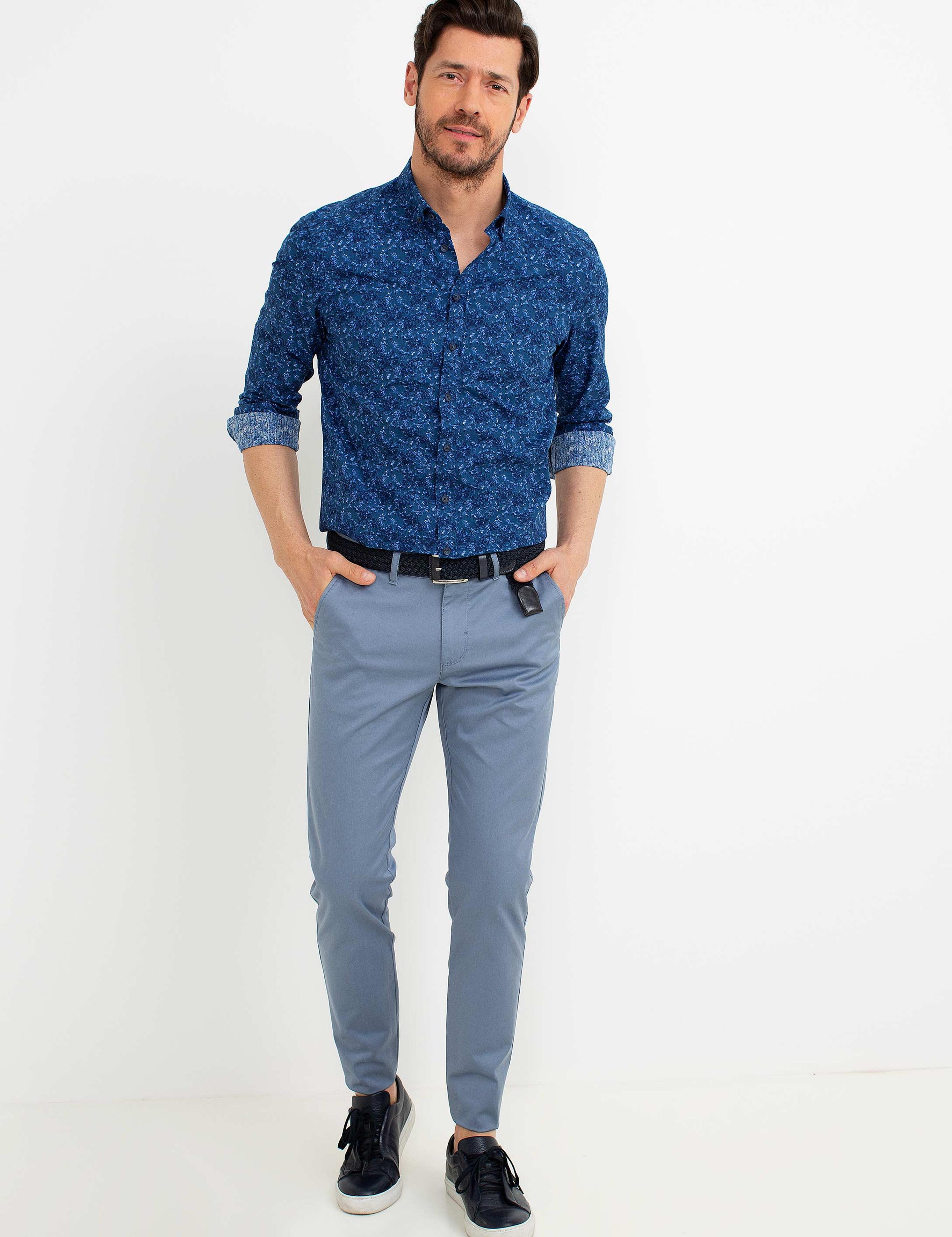 Slim Lacivert Gömlek