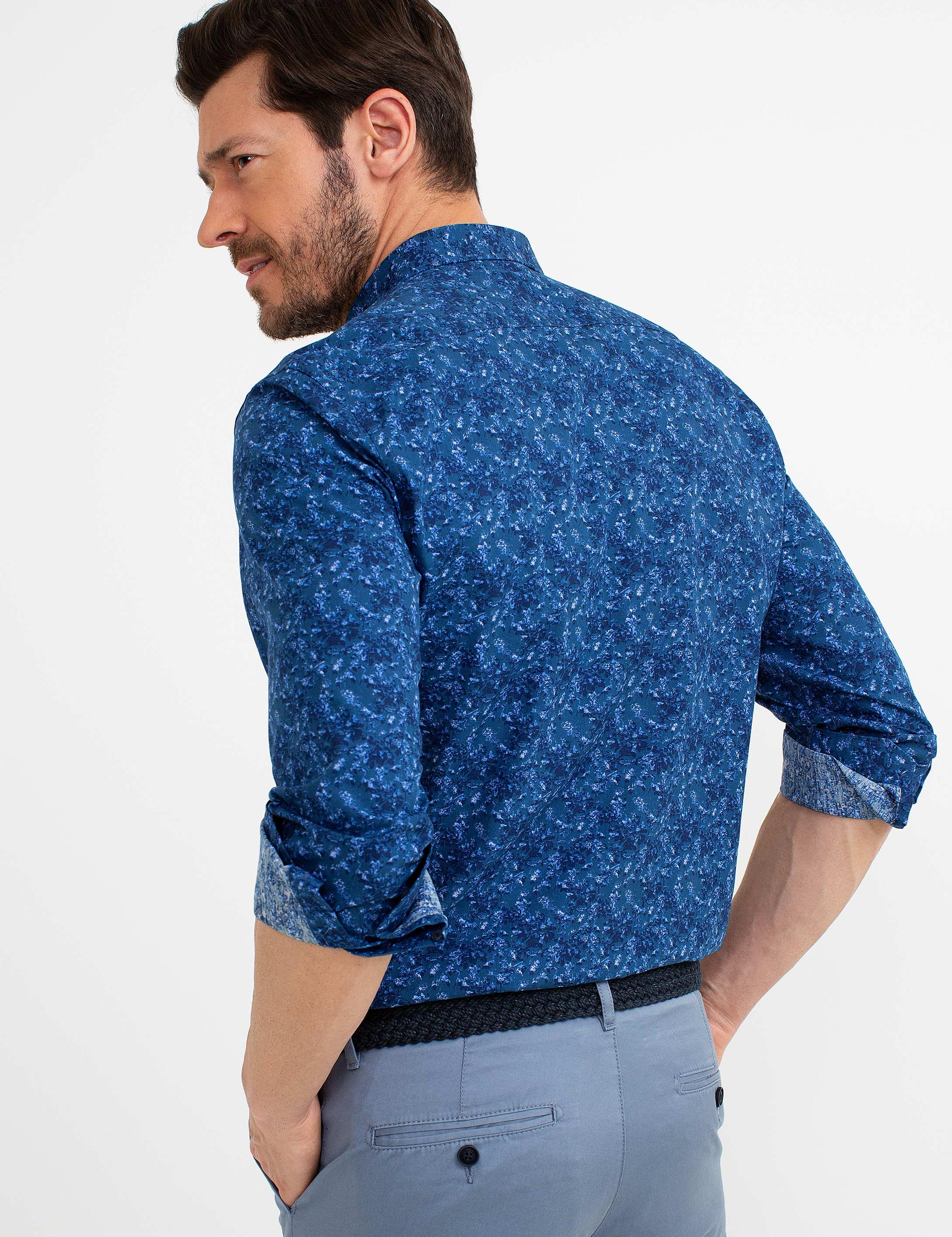 Slim Lacivert Gömlek