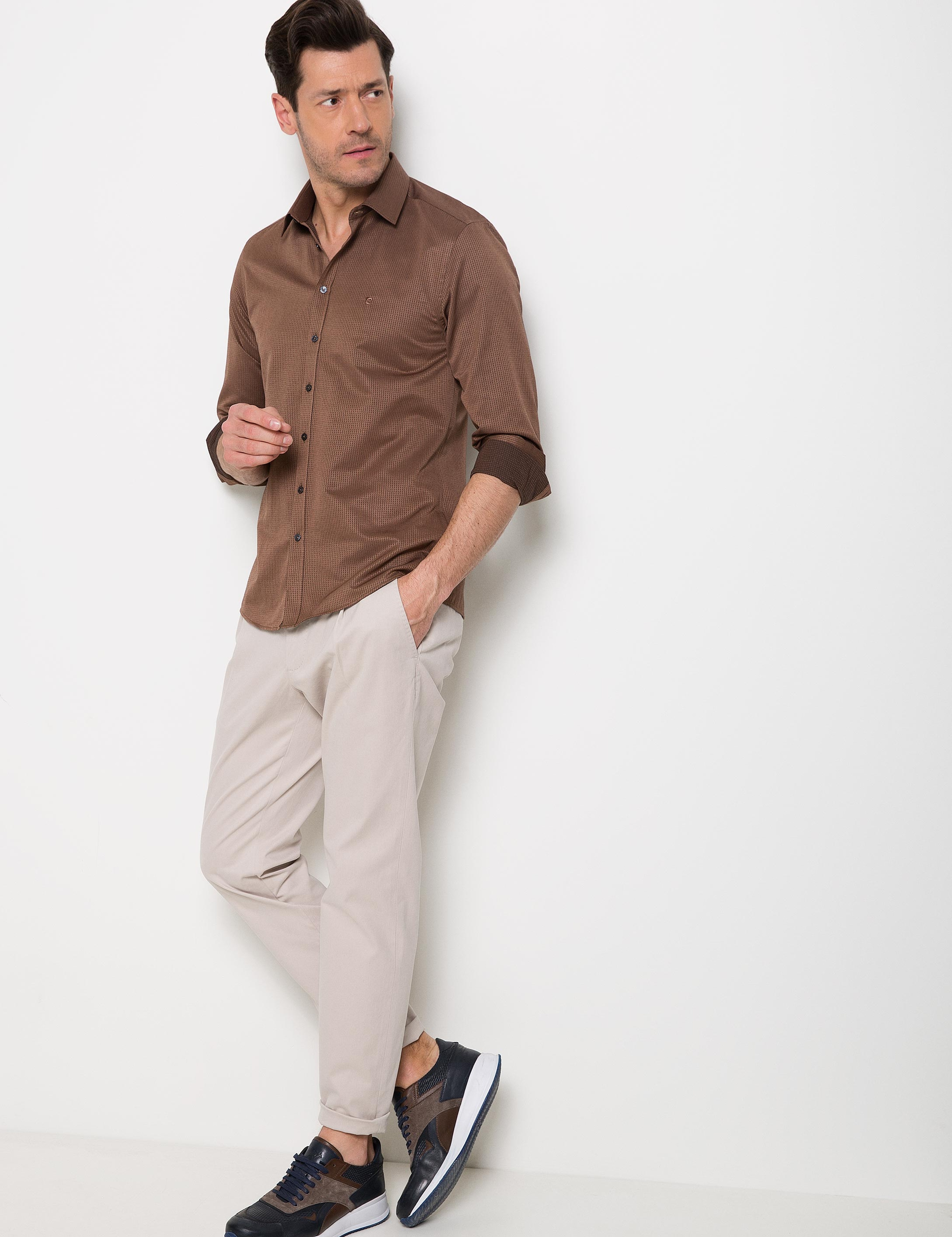 Kahverengi Slim Fit Gömlek - Image 2