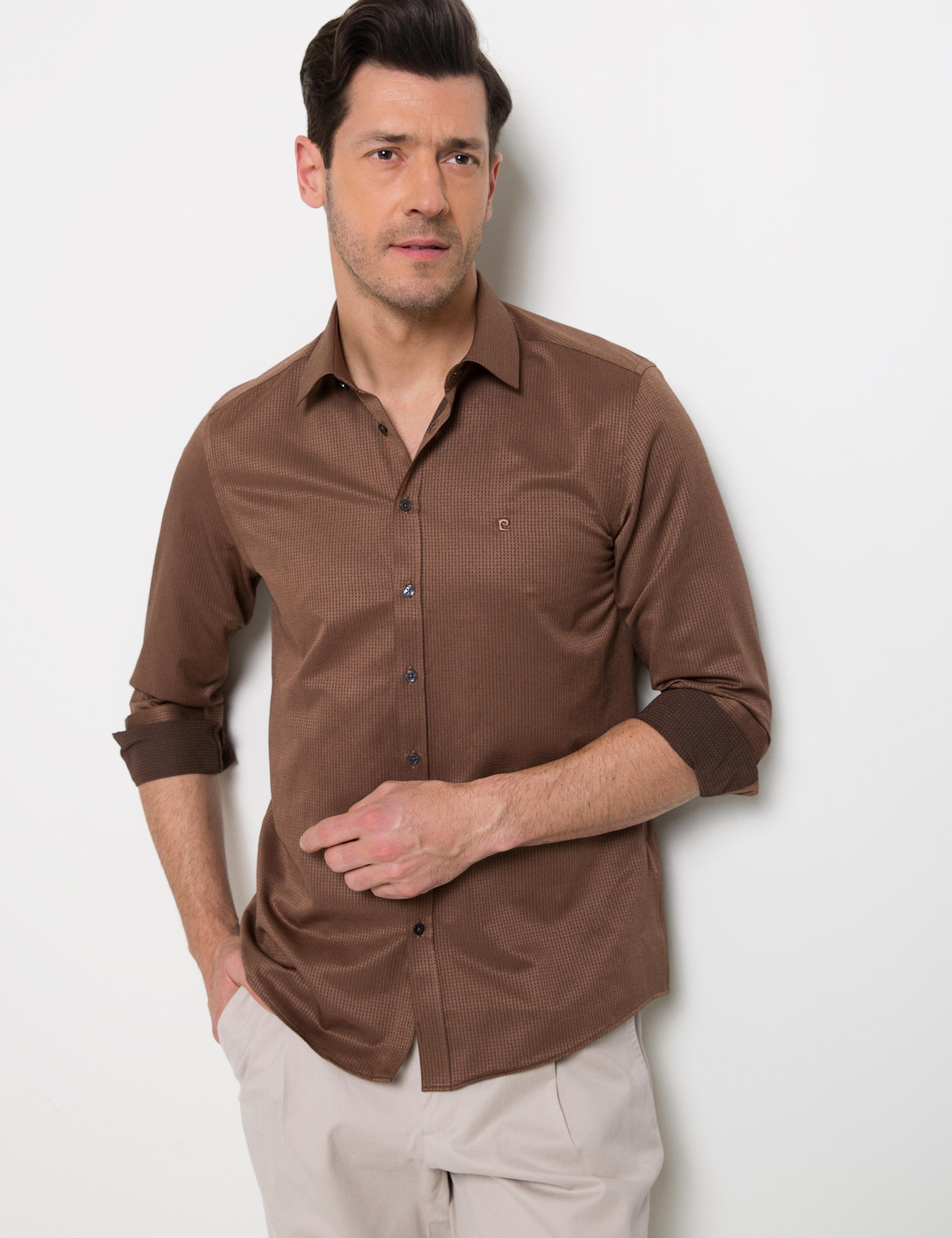 Kahverengi Slim Fit Gömlek