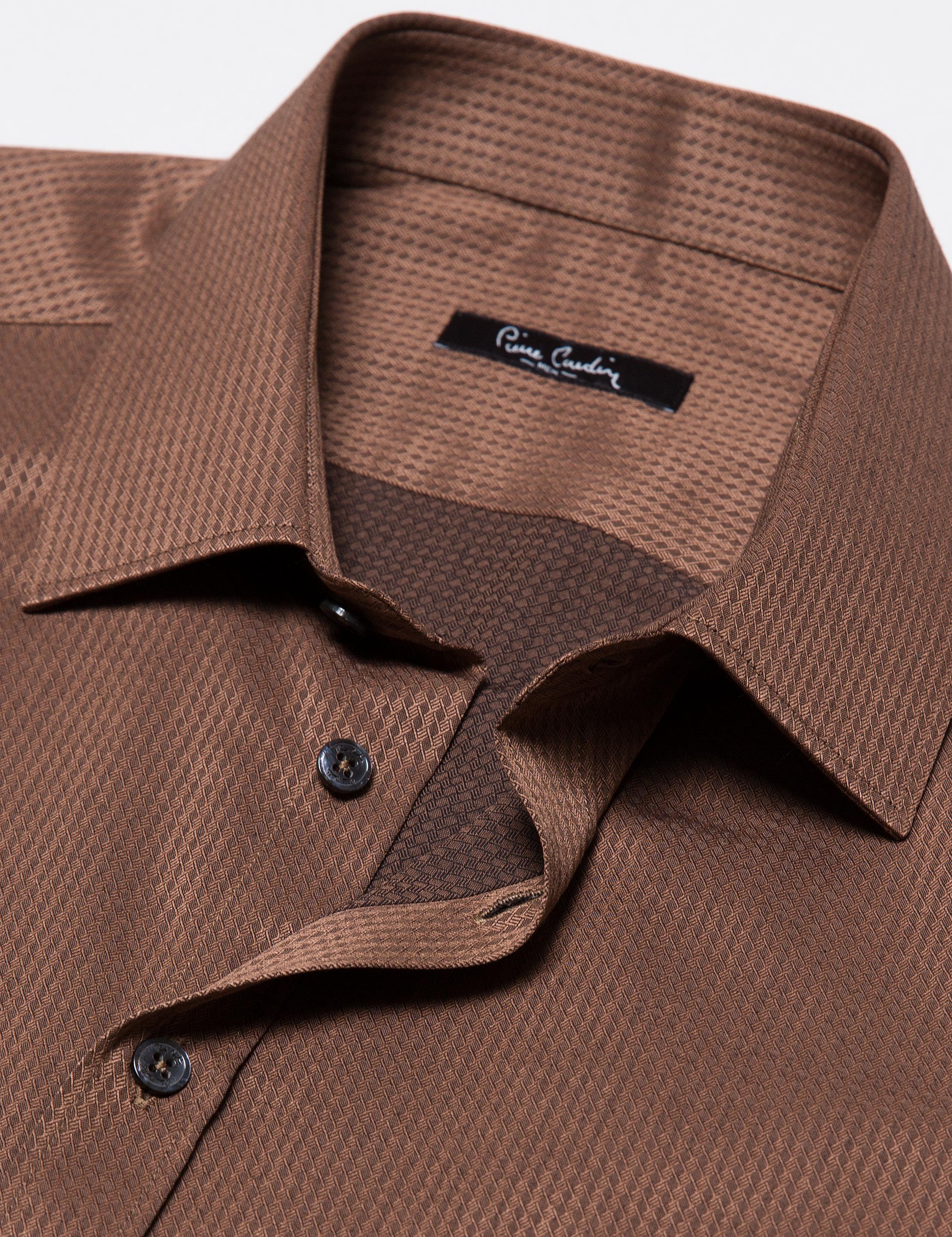 Kahverengi Slim Fit Gömlek - Image 3
