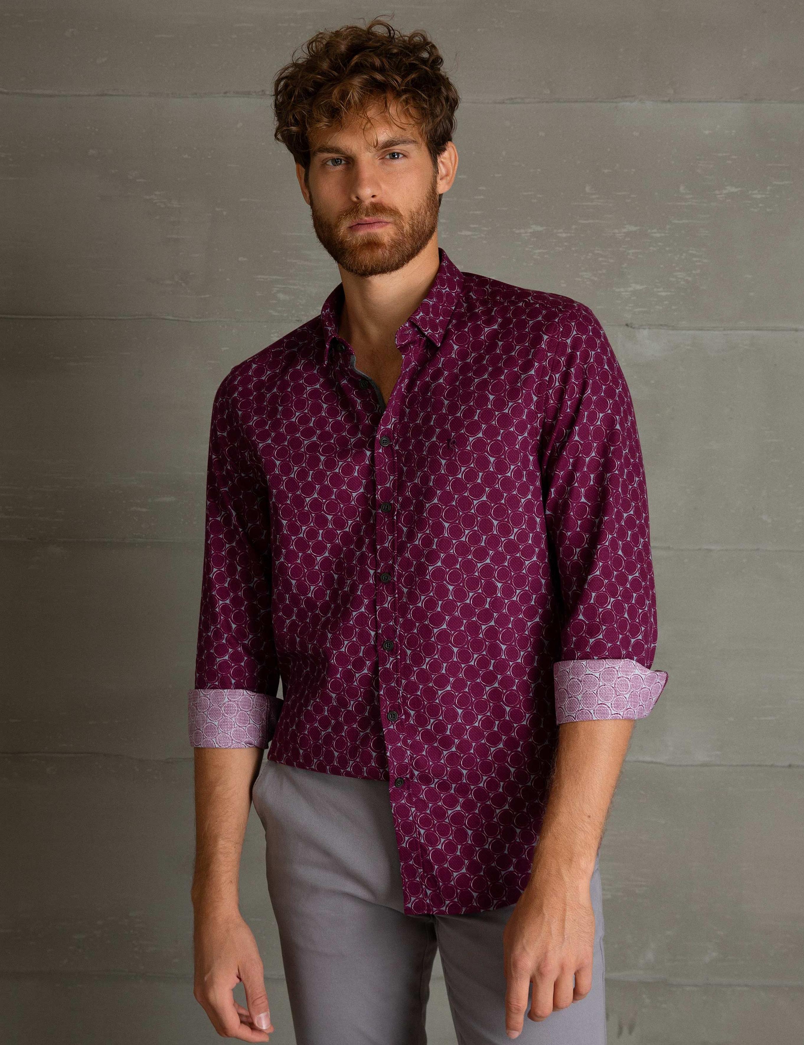 Bordo Slim Fit Gömlek