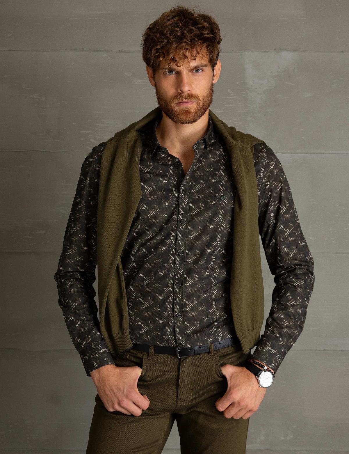 Yeşil Slim Fit Gömlek - 50193903024