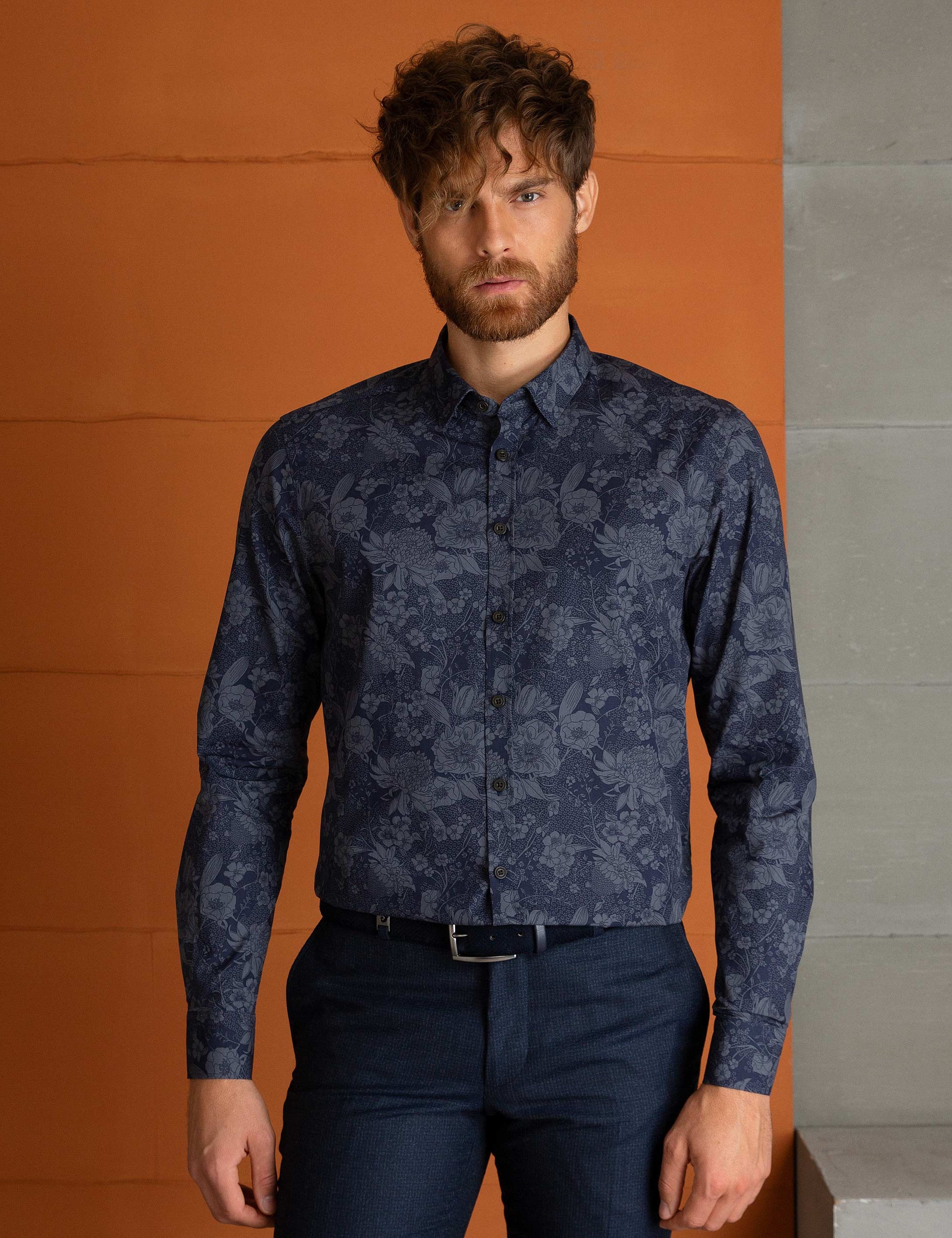 Lacivert Slim Fit Gömlek - Image 2
