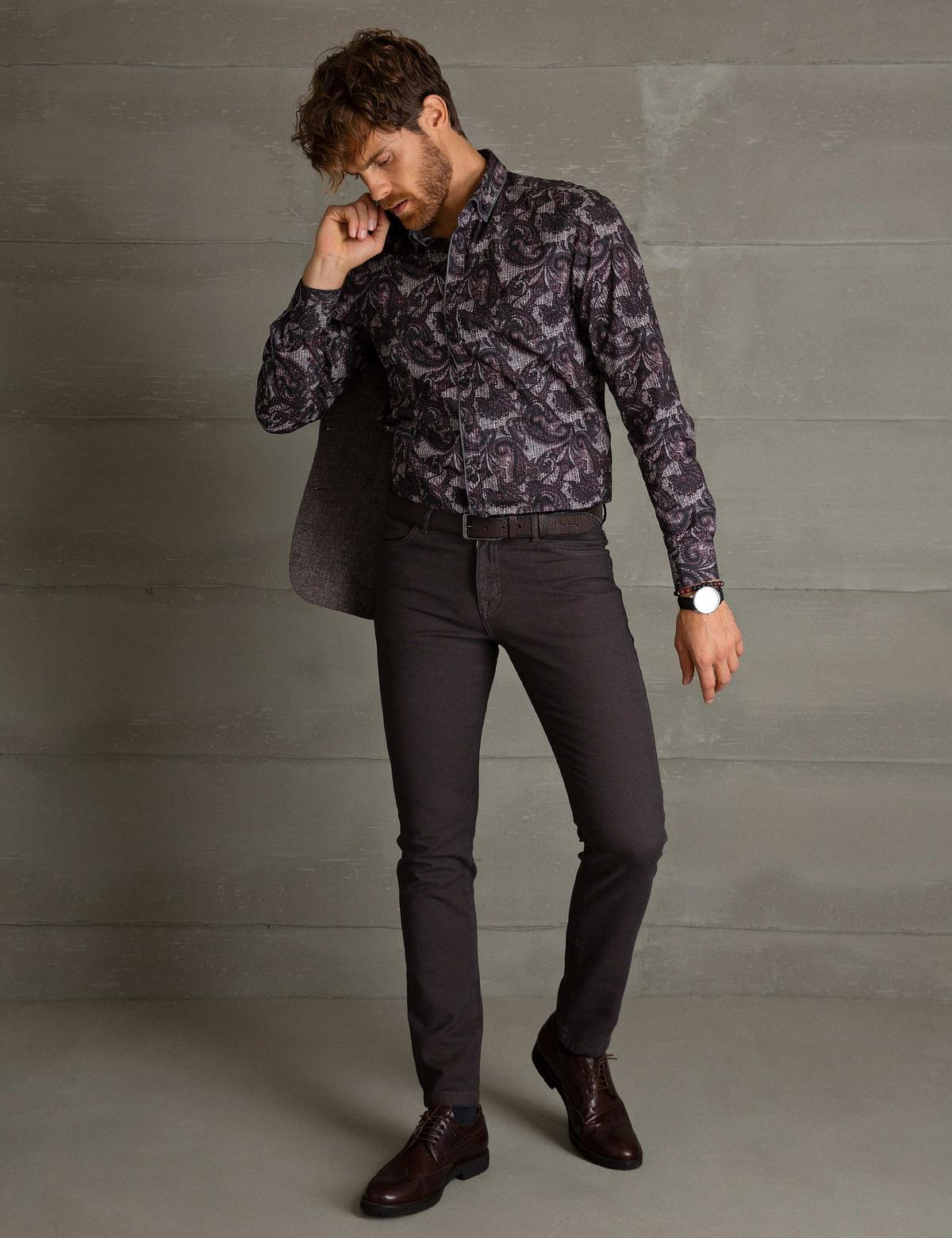 Bordo Slim Fit Gömlek