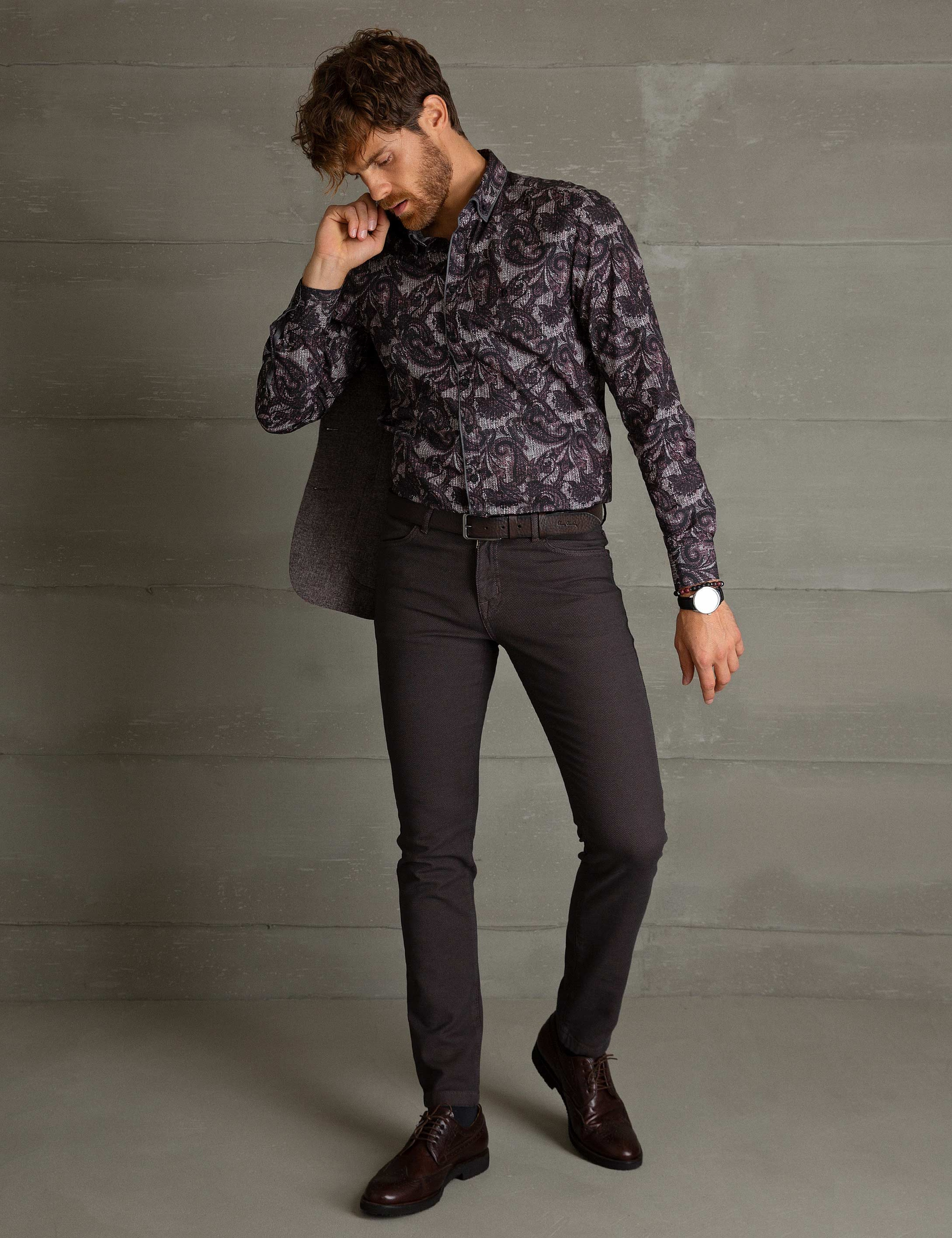 Bordo Slim Fit Gömlek - Image 1