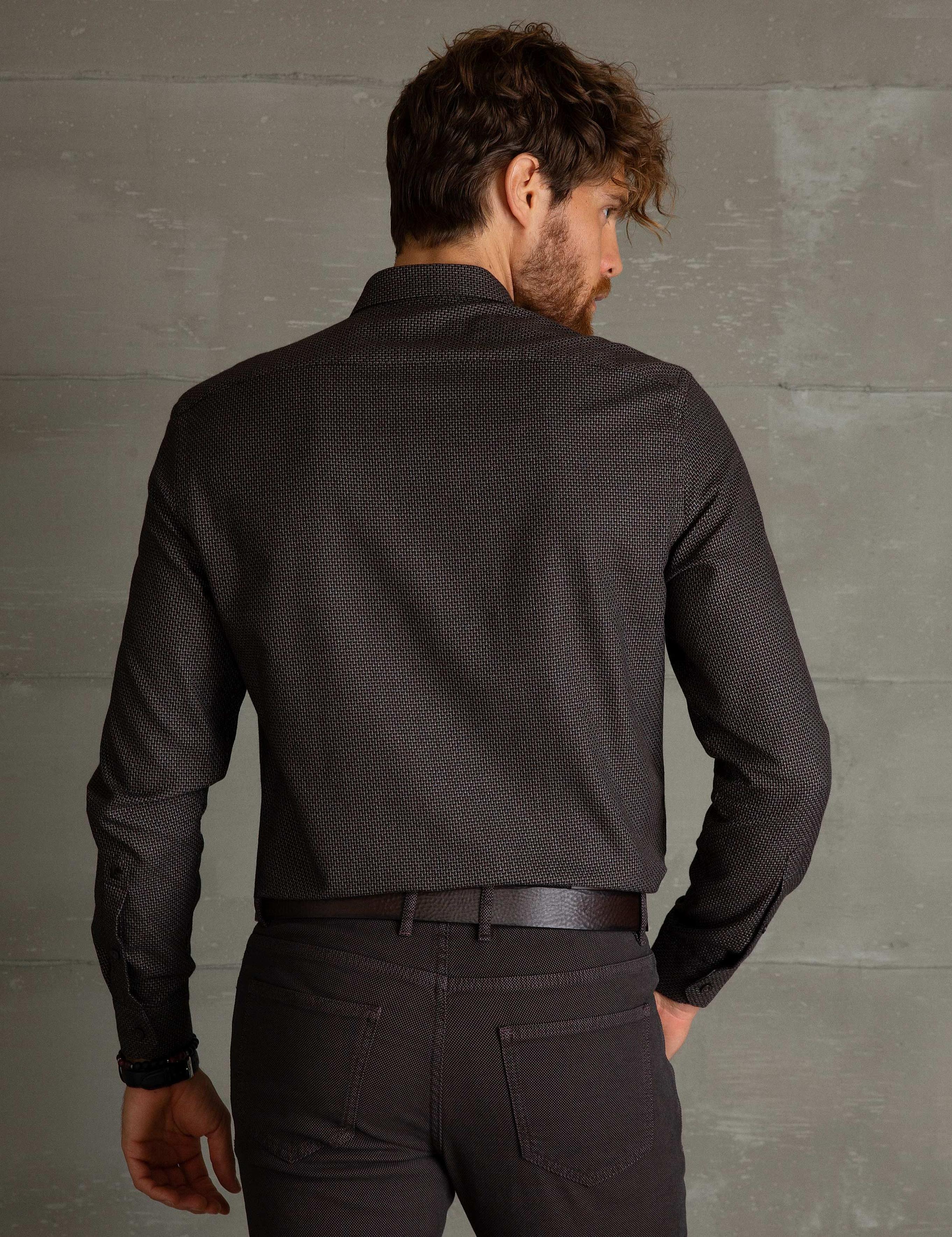 Kahverengi Slim Fit Gömlek