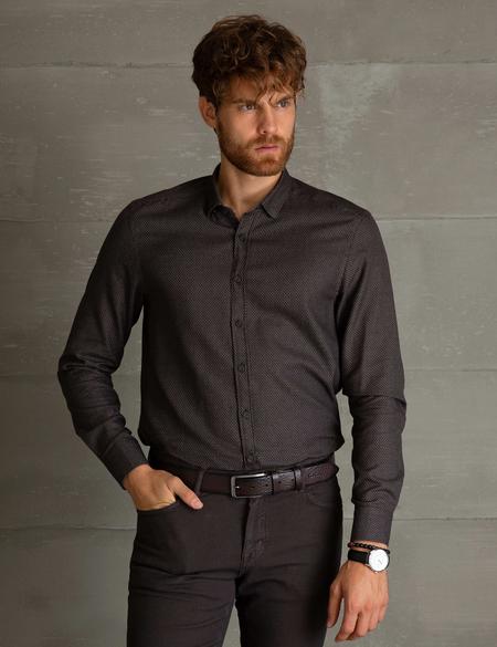 Kahverengi Slim Fit Gömlek - 50193991007