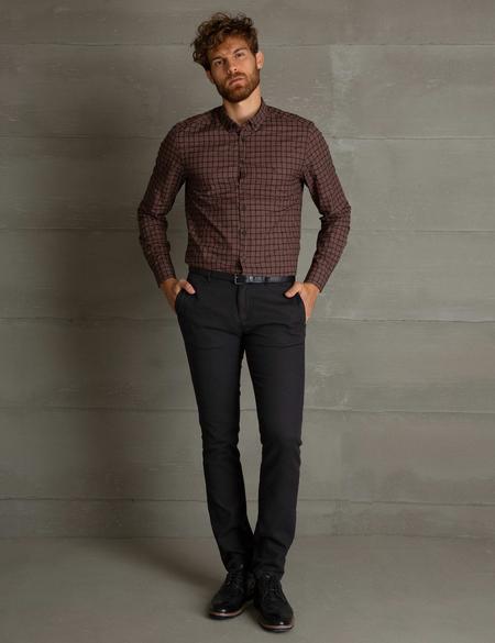Kahverengi Slim Fit Gömlek - 50194024006
