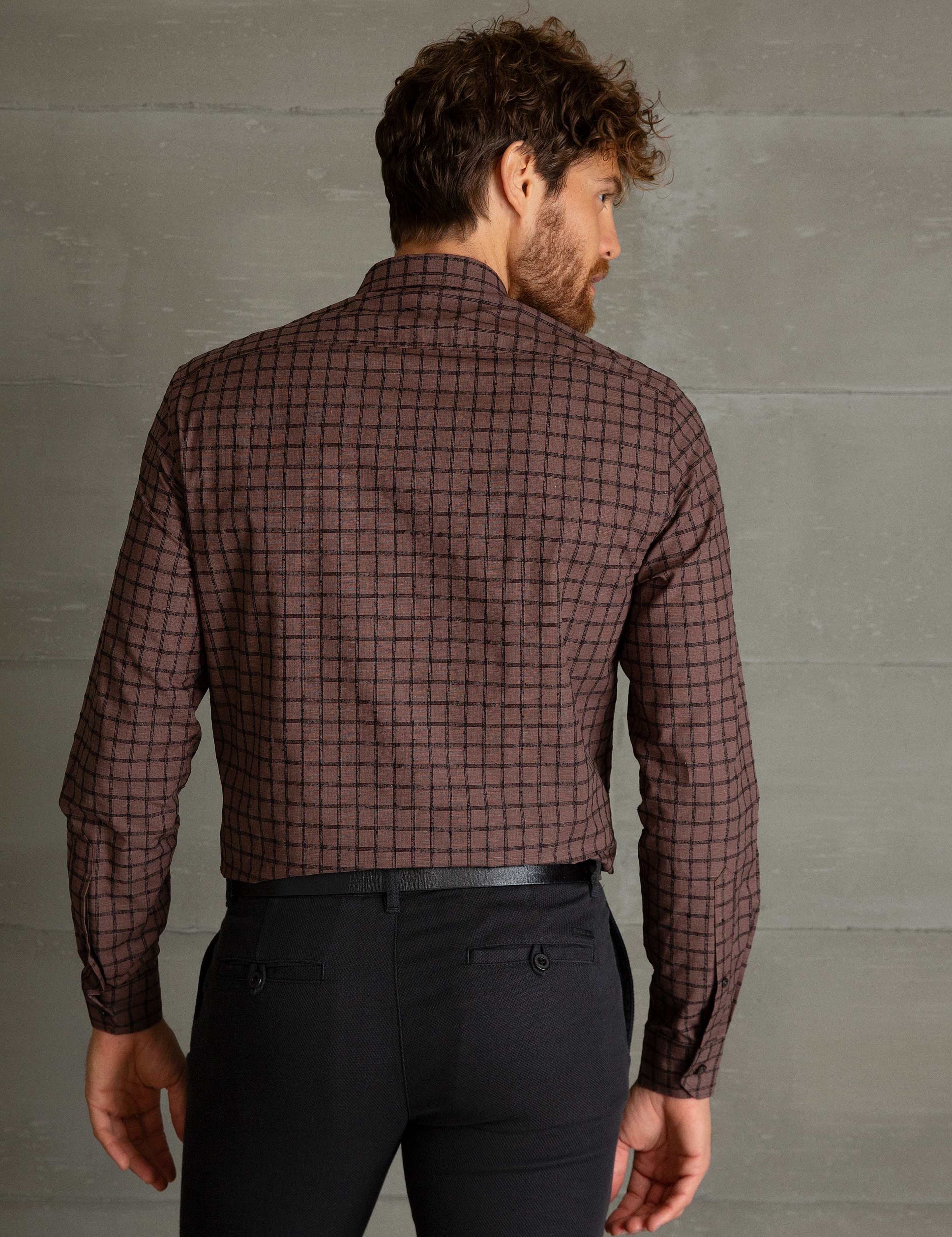 Kahverengi Slim Fit Gömlek - Image 3