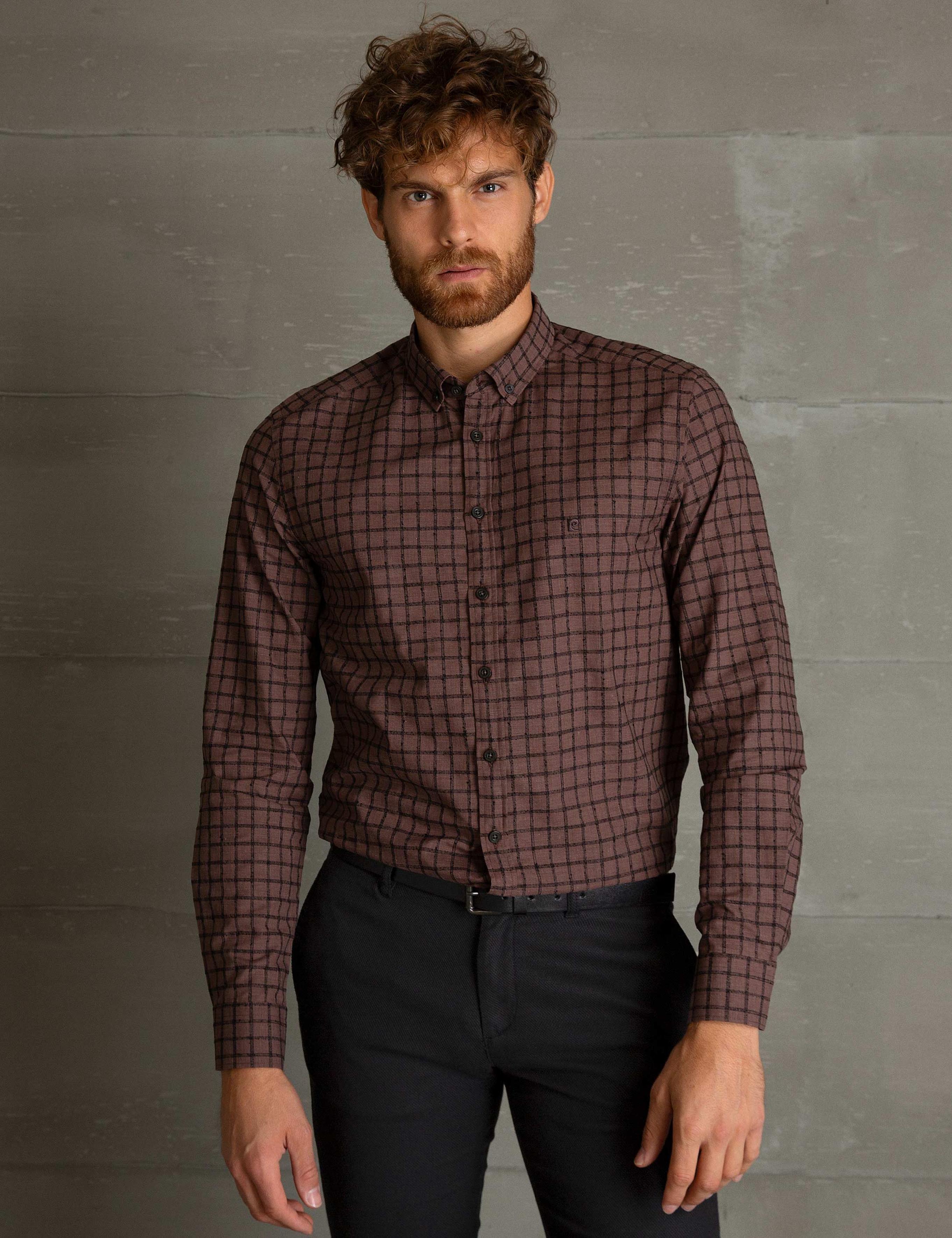 Kahverengi Slim Fit Gömlek