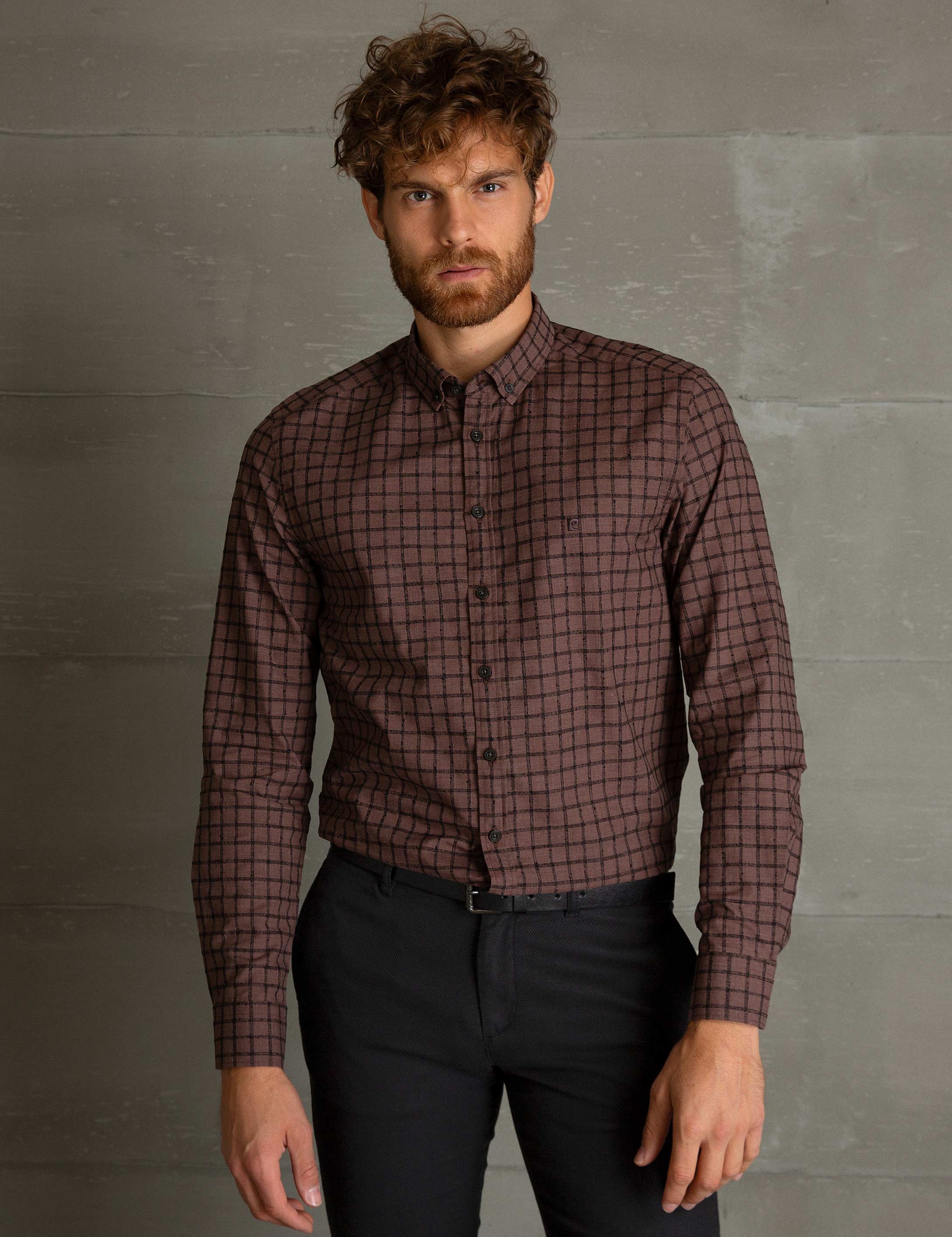Kahverengi Slim Fit Gömlek - Image 2