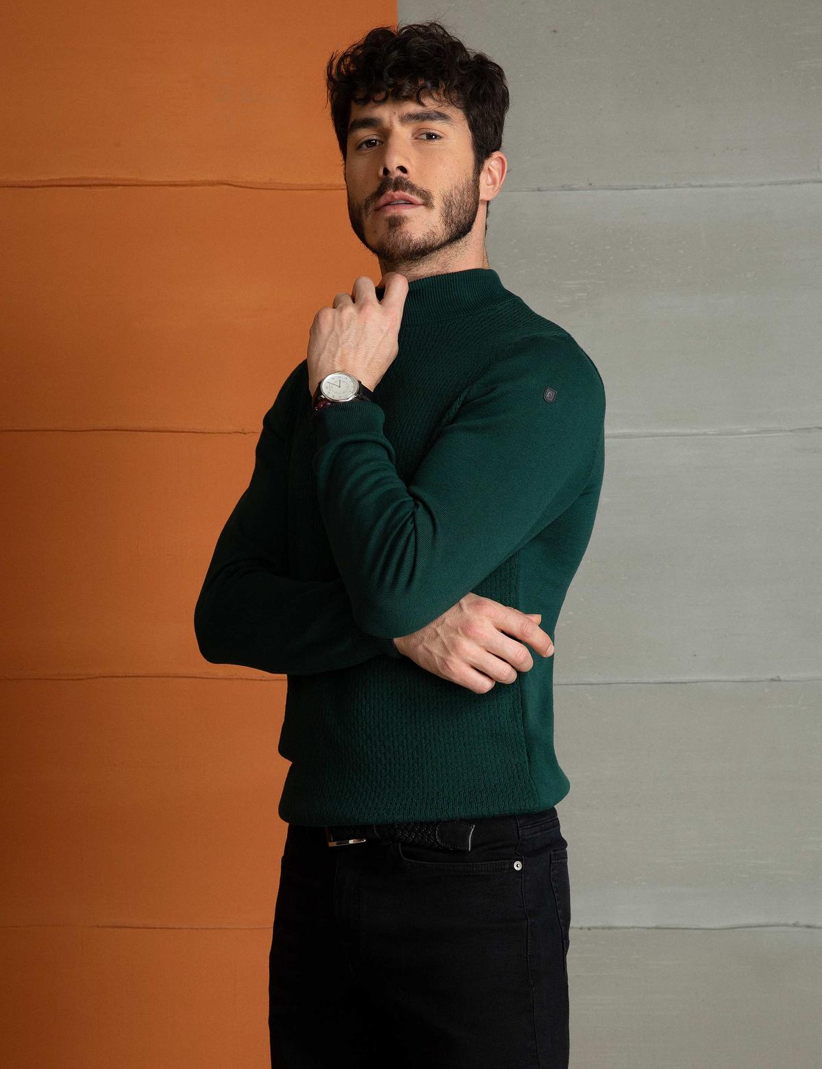 Yeşil Slim Fit Kazak - 50194104063