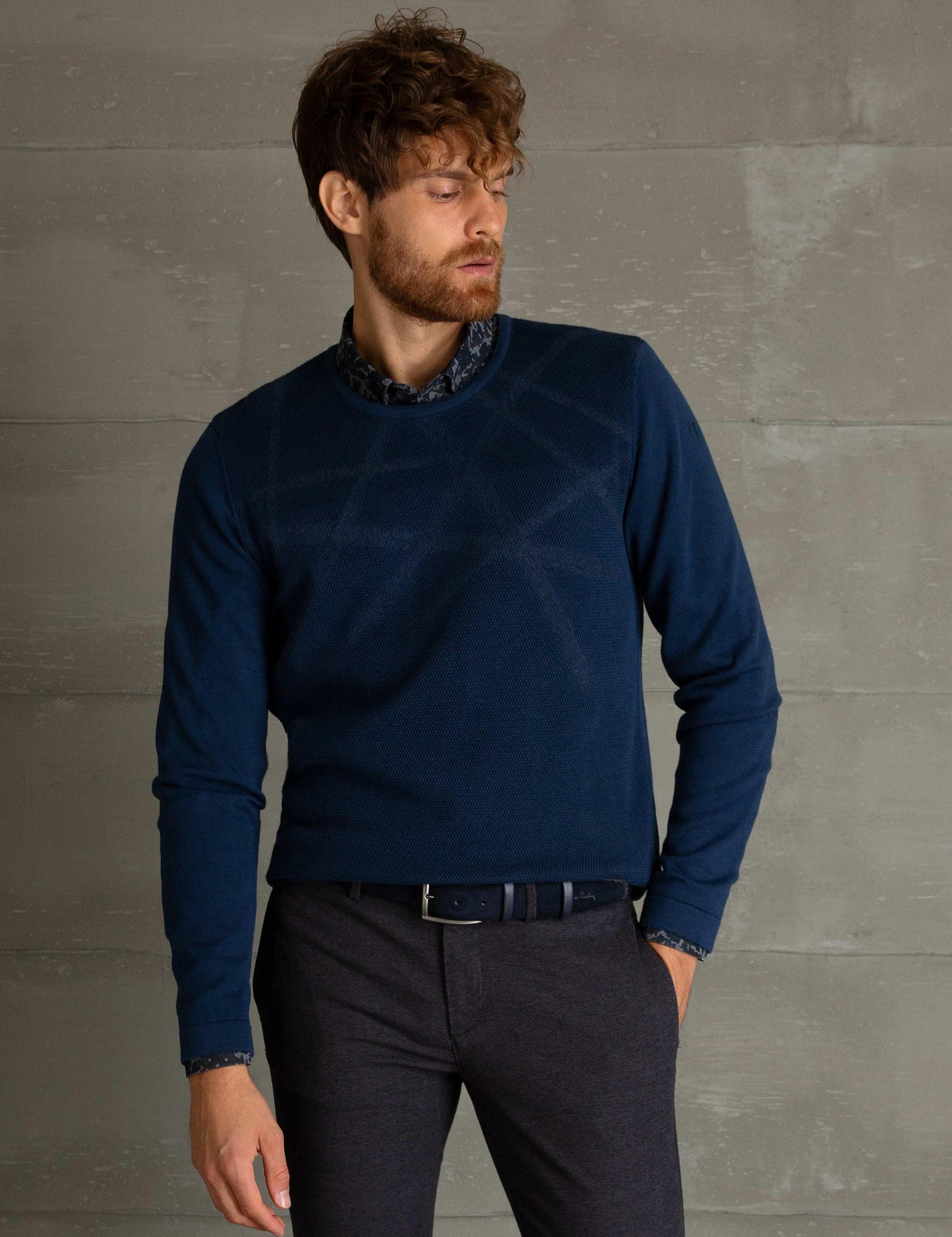 Lacivert Slim Fit Kazak