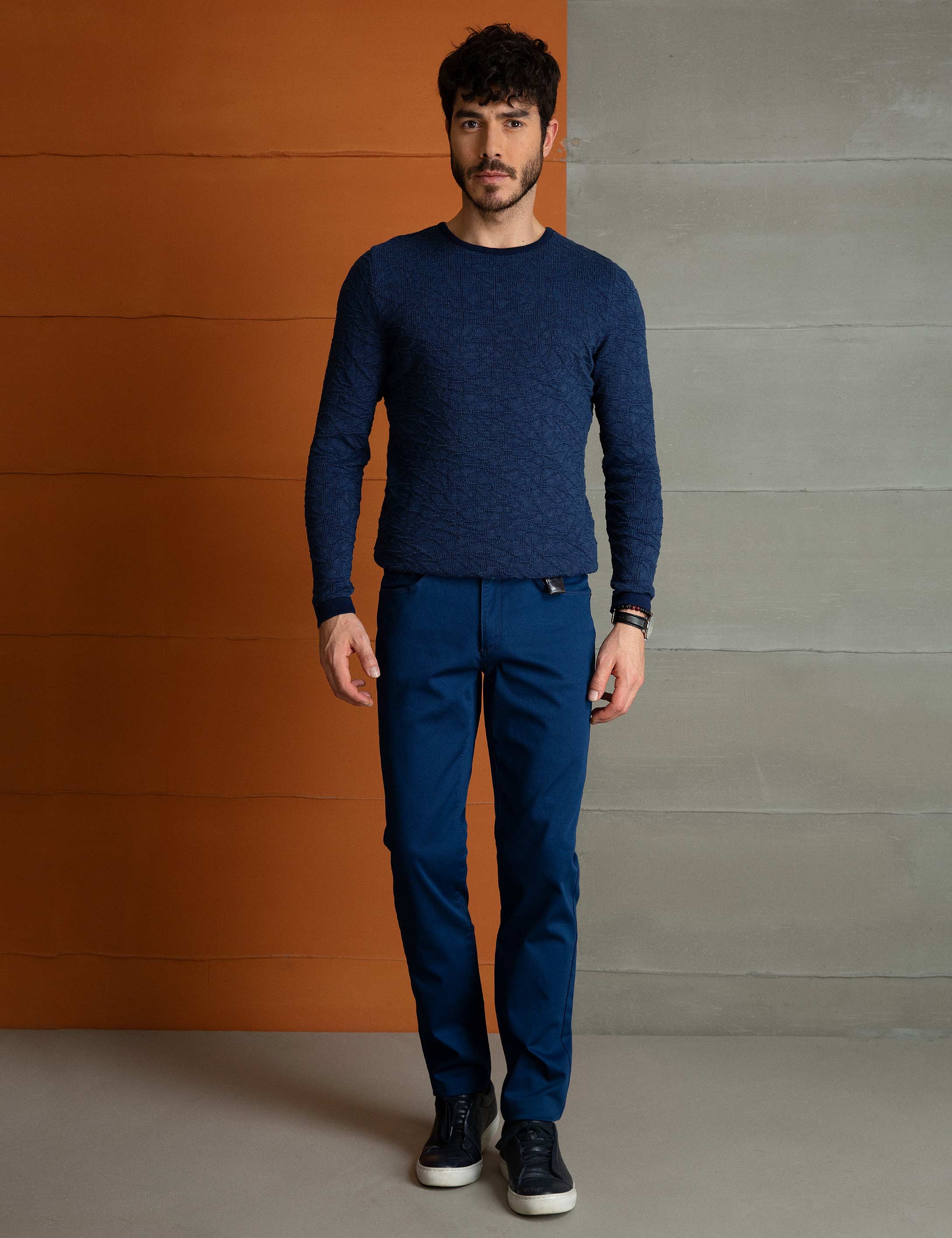 Lacivert Slim Fit Triko Kazak - Image 1