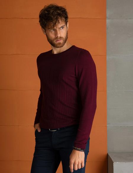 Bordo Slim Fit Kazak - 50194114041