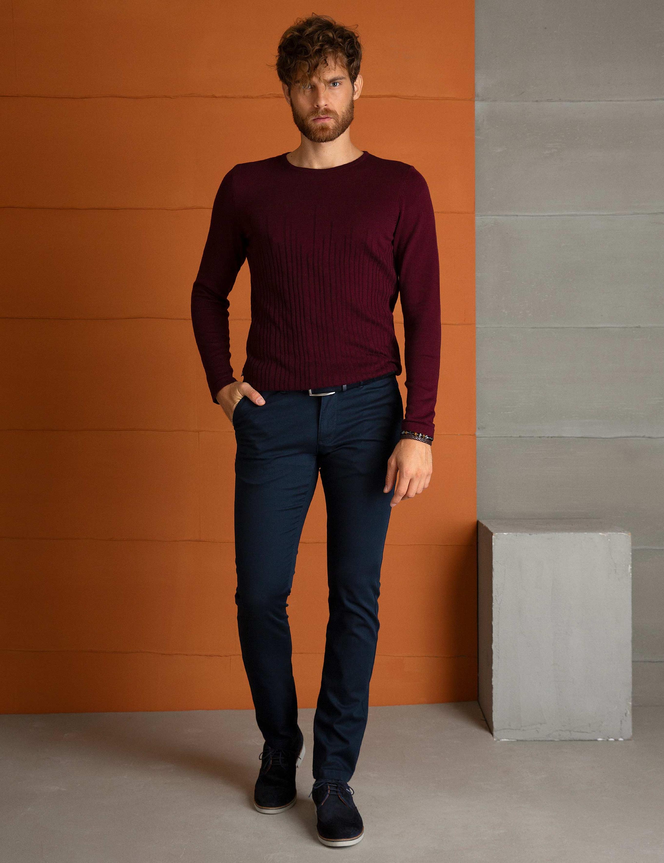 Bordo Slim Fit Kazak