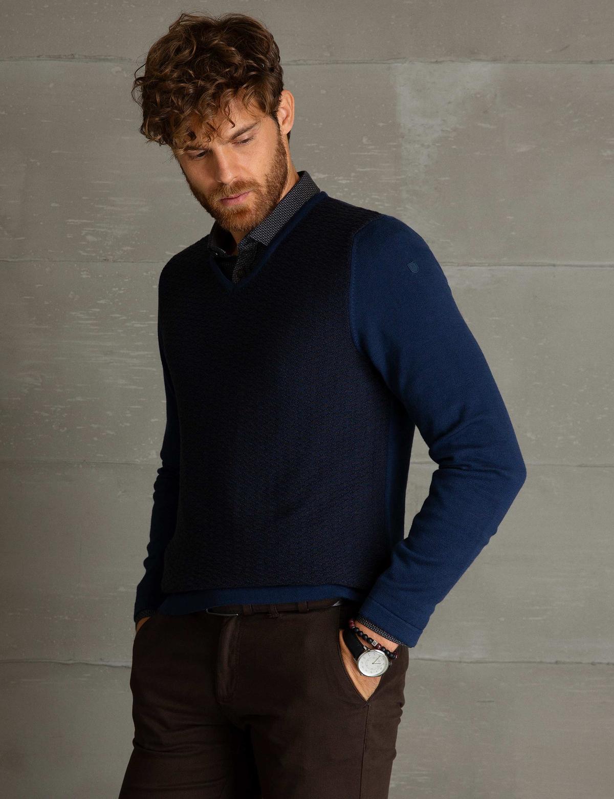 Lacivert Slim Fit Kazak - 50194119043