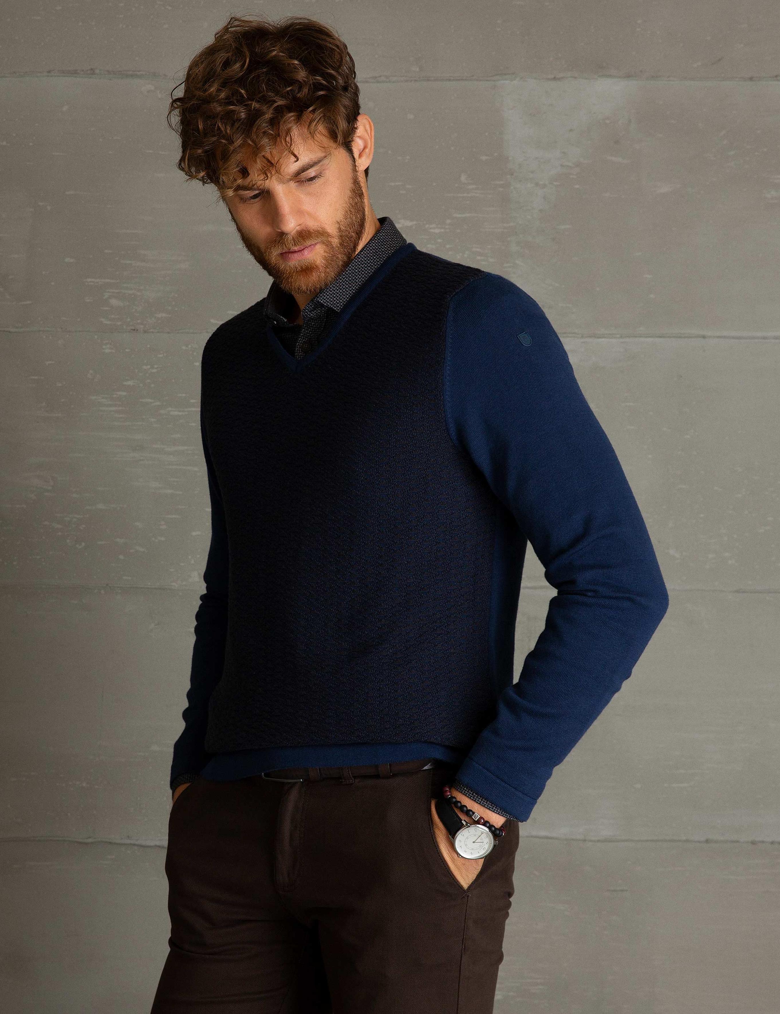 Lacivert Slim Fit Kazak