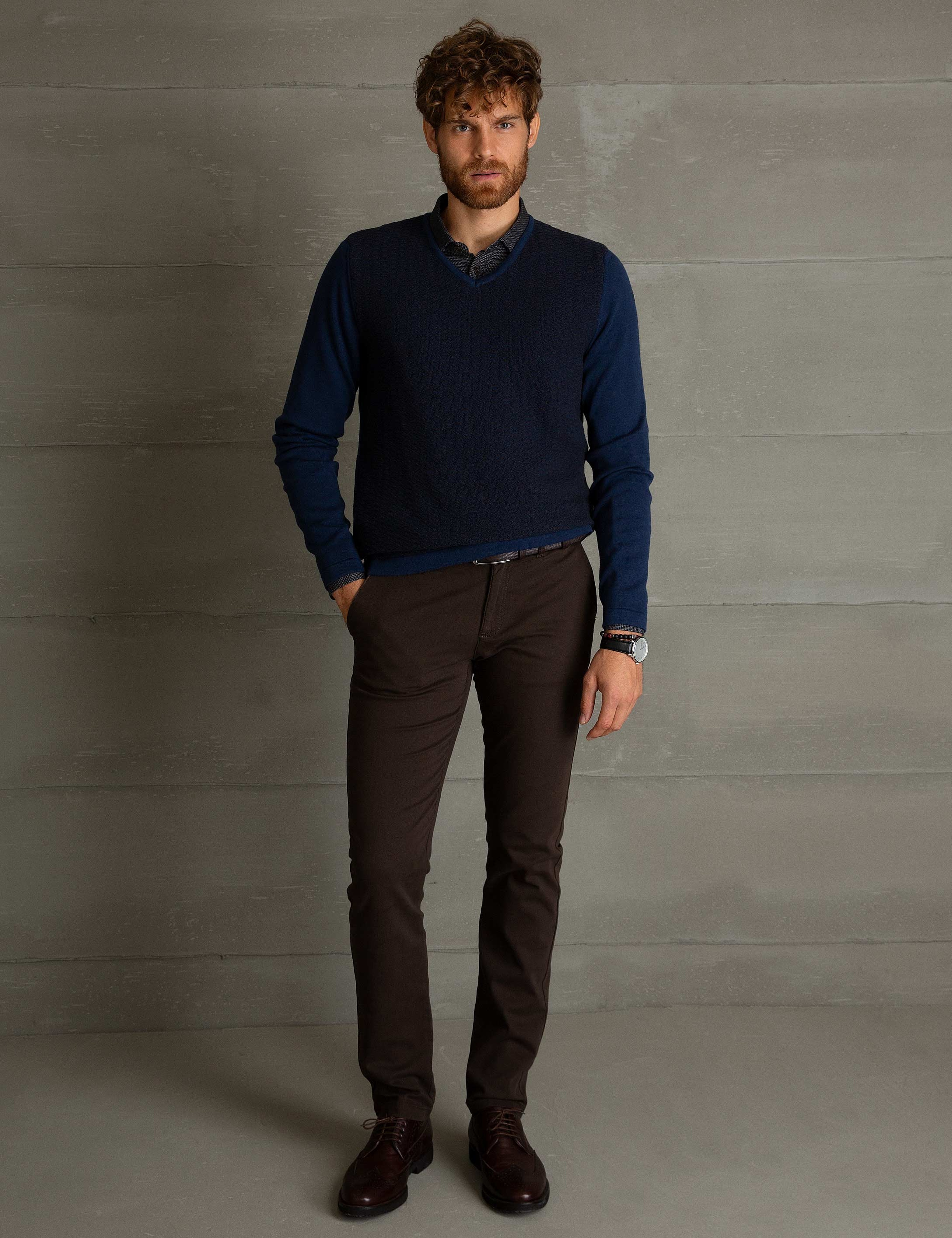 Lacivert Slim Fit Kazak - Image 1