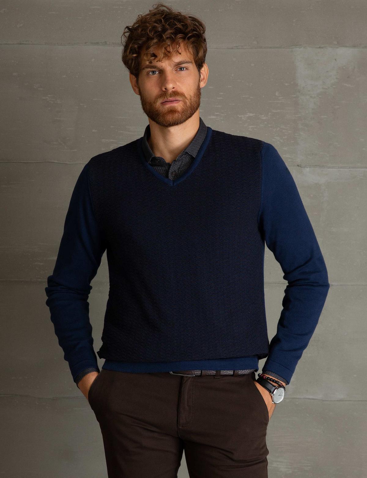 Lacivert Slim Fit Kazak - 50194119043