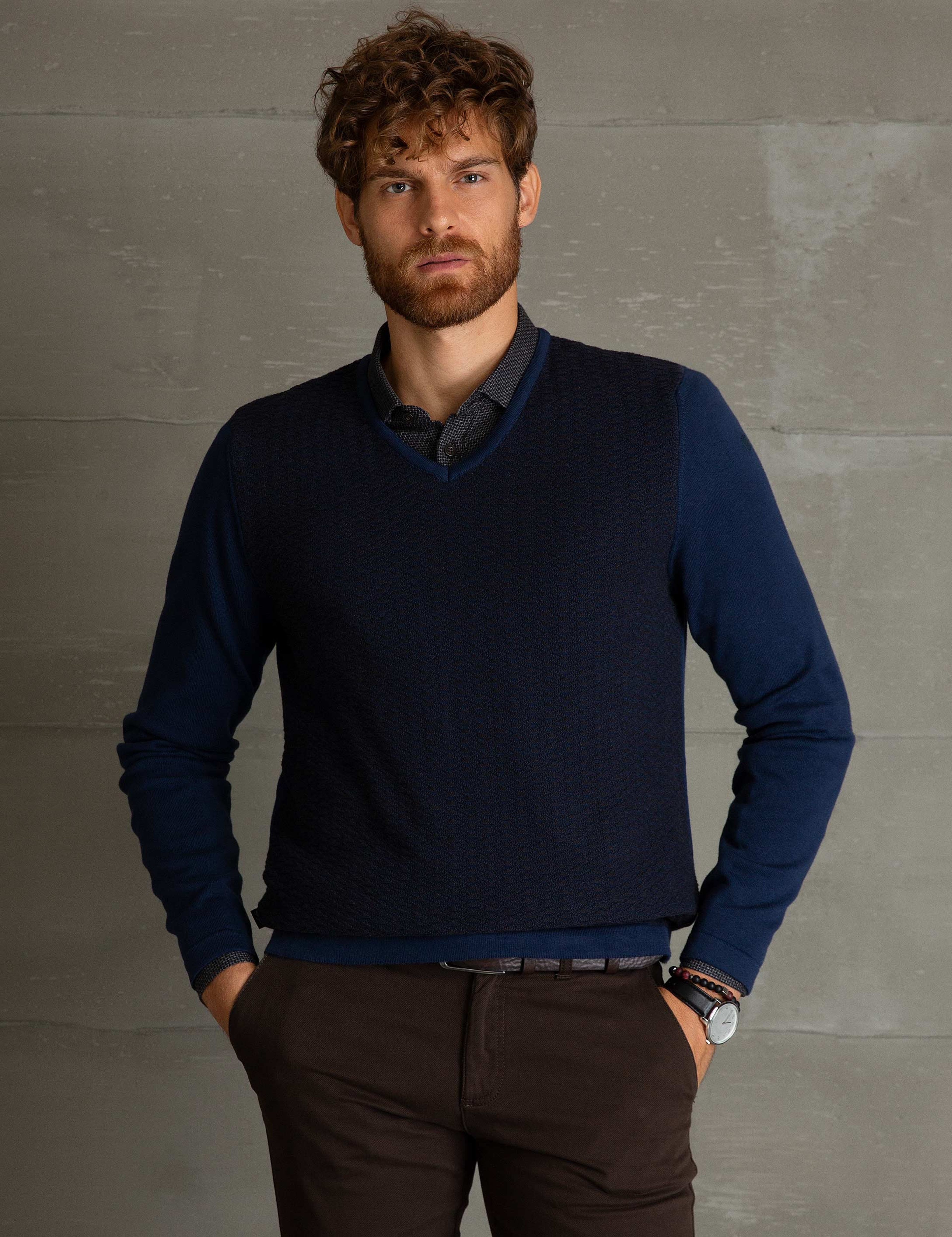 Lacivert Slim Fit Kazak - Image 2
