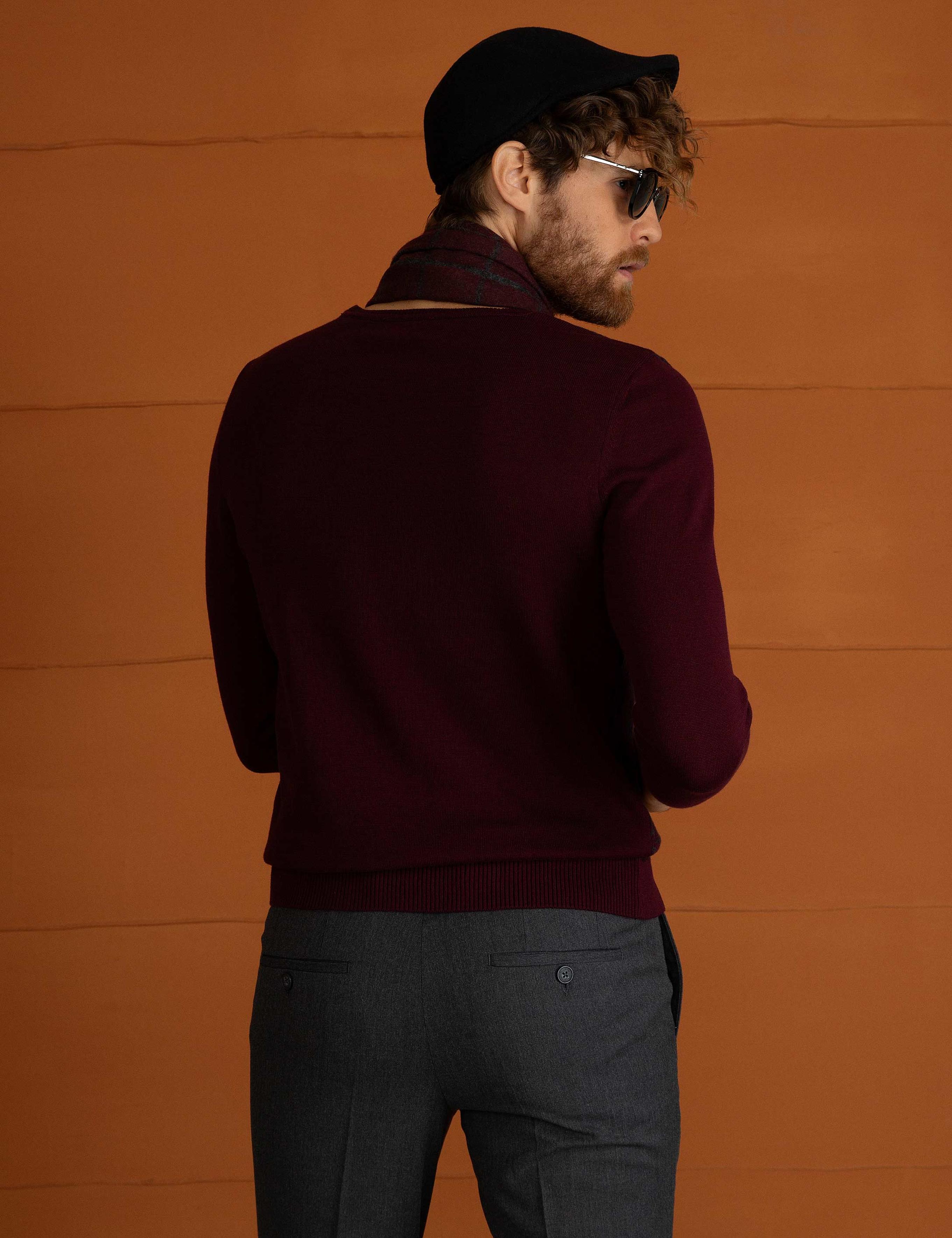 Bordo Slim Fit Triko Kazak