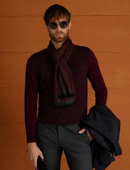 Bordo Slim Fit Triko Kazak - 50194124031