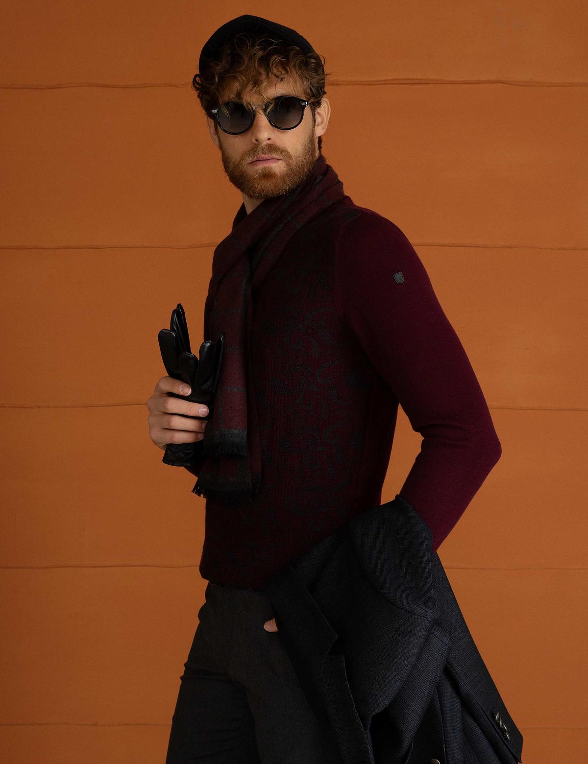 Bordo Slim Fit Triko Kazak - 50194124031