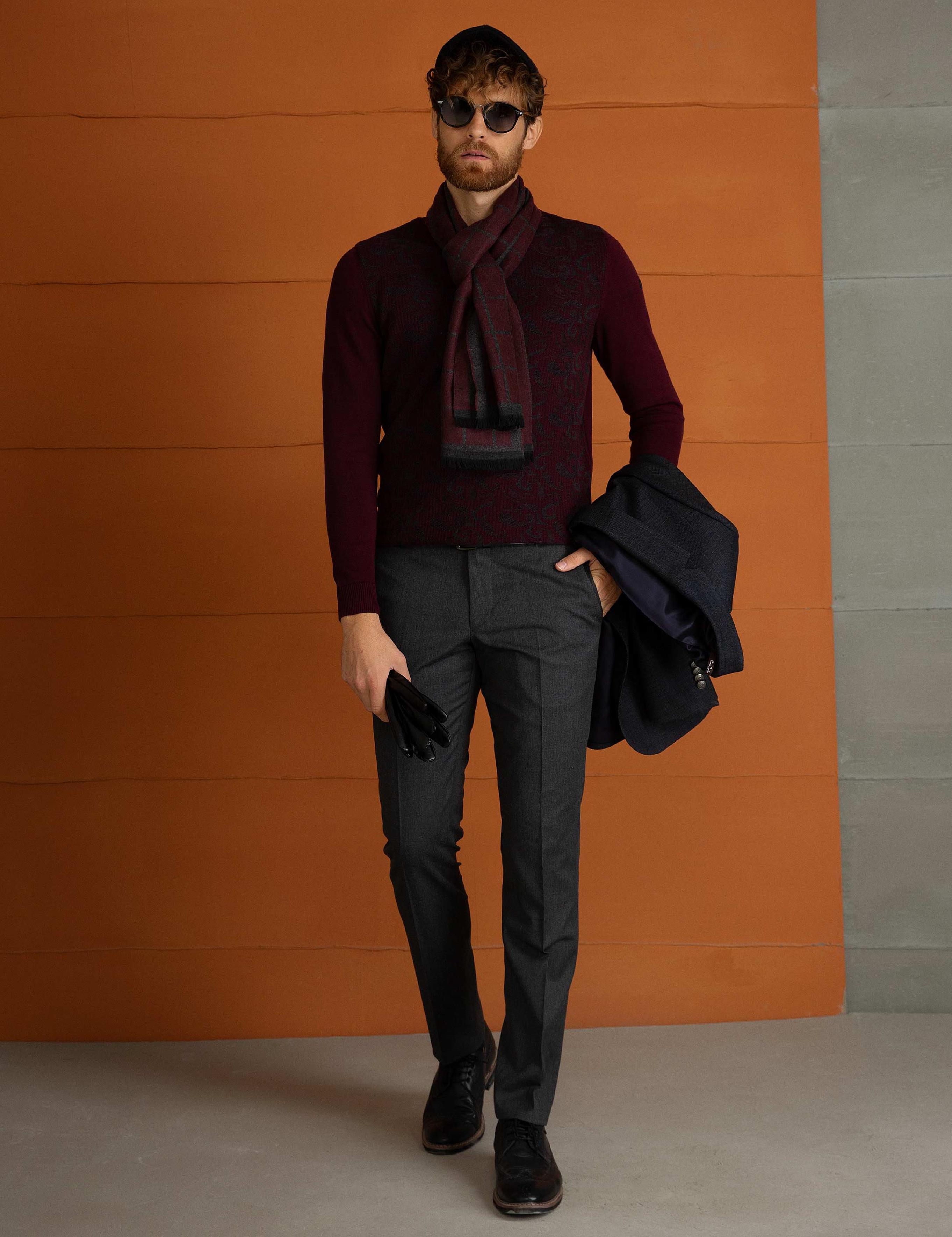 Bordo Slim Fit Triko Kazak