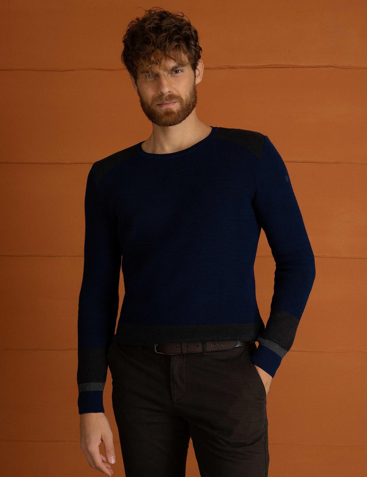 Lacivert Slim Fit Triko Kazak - 50194126041