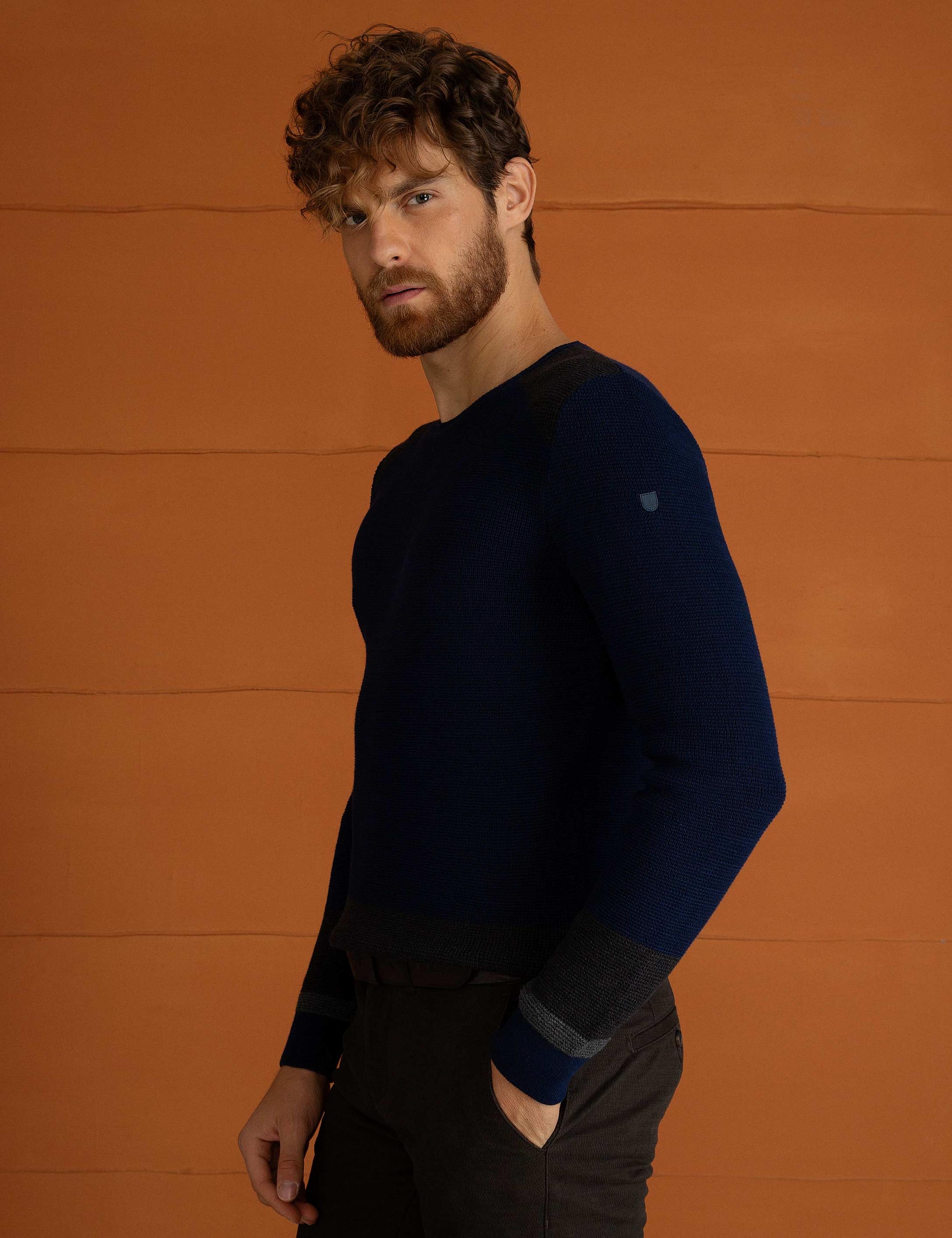 Lacivert Slim Fit Triko Kazak