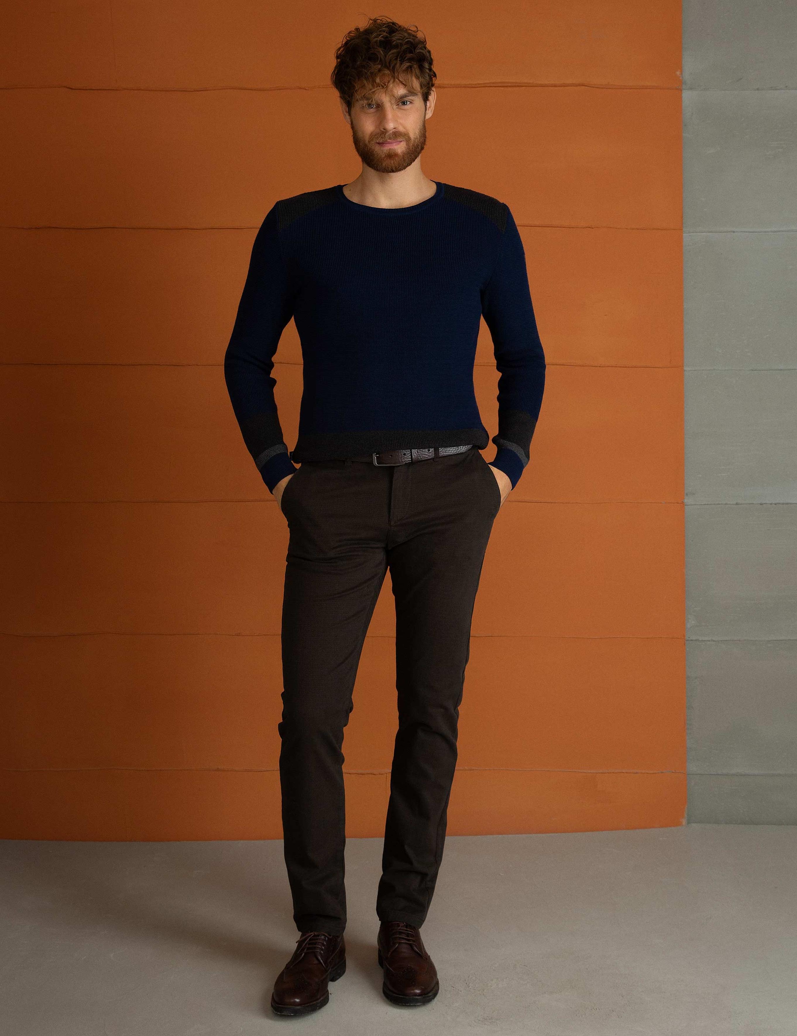 Lacivert Slim Fit Triko Kazak