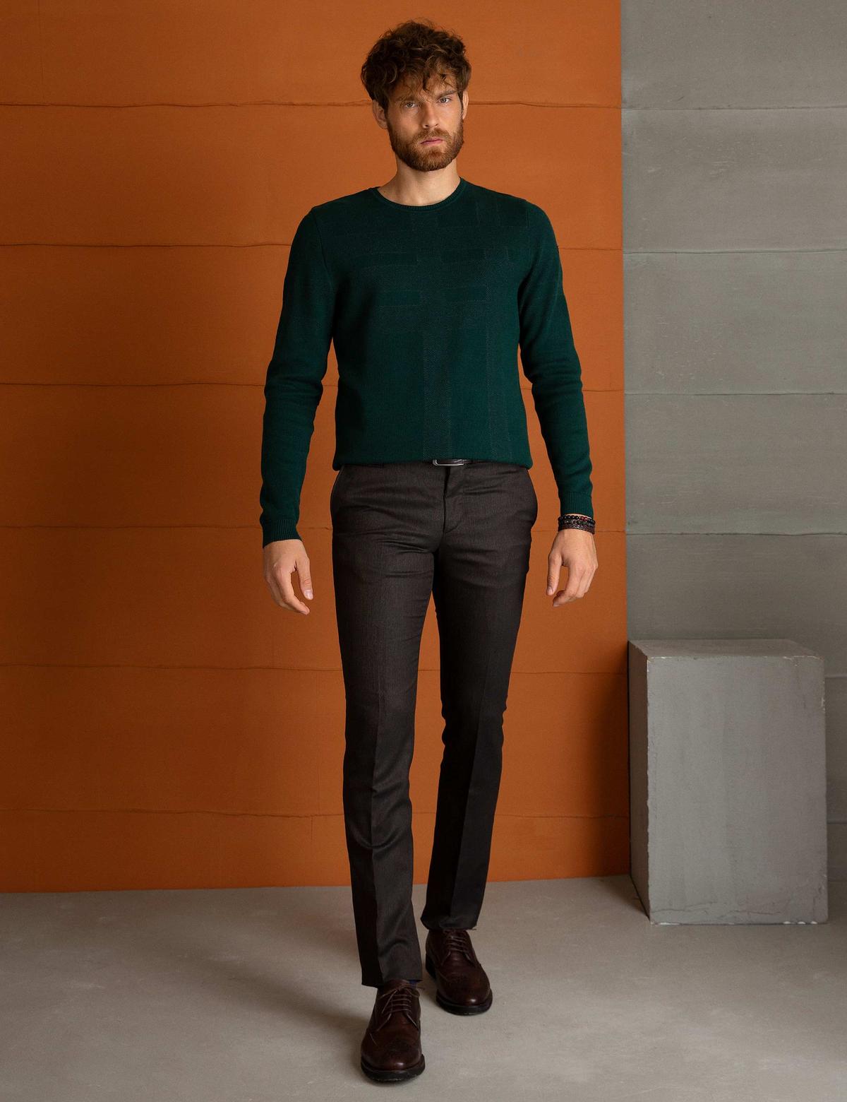 Yeşil Slim Fit Triko Kazak