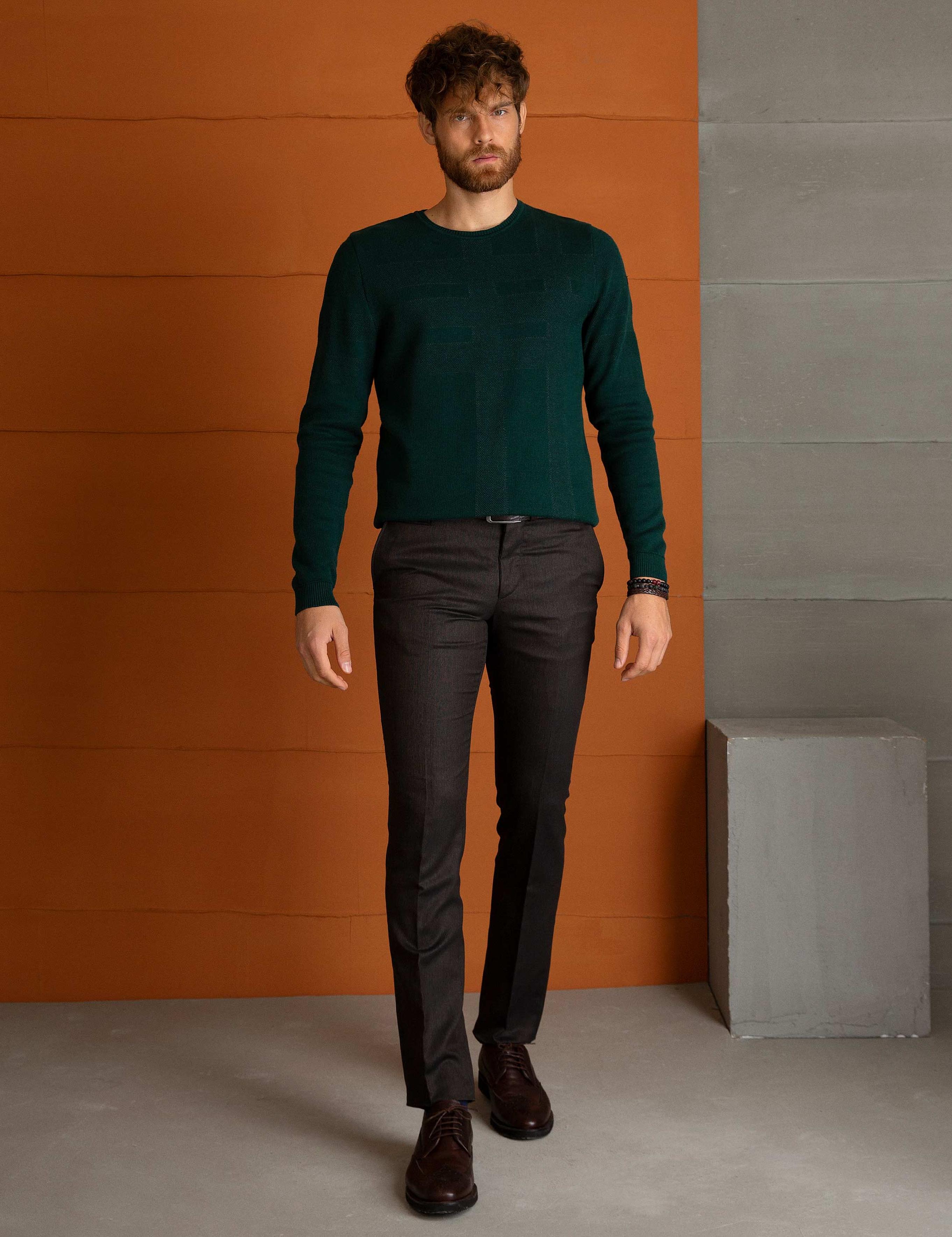 Yeşil Slim Fit Triko Kazak