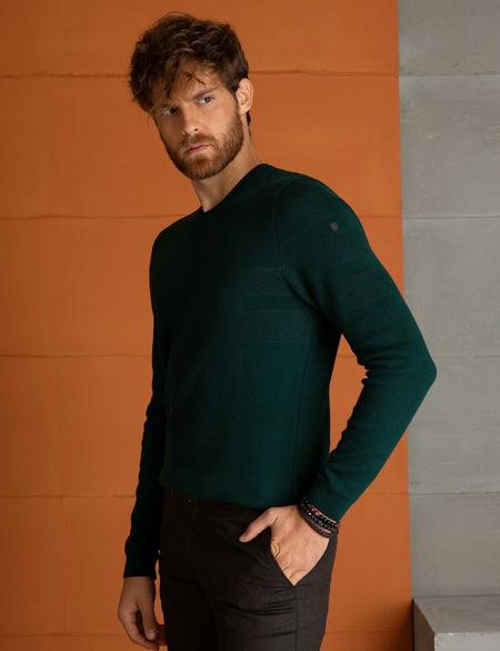 Yeşil Slim Fit Triko Kazak - 50194127065