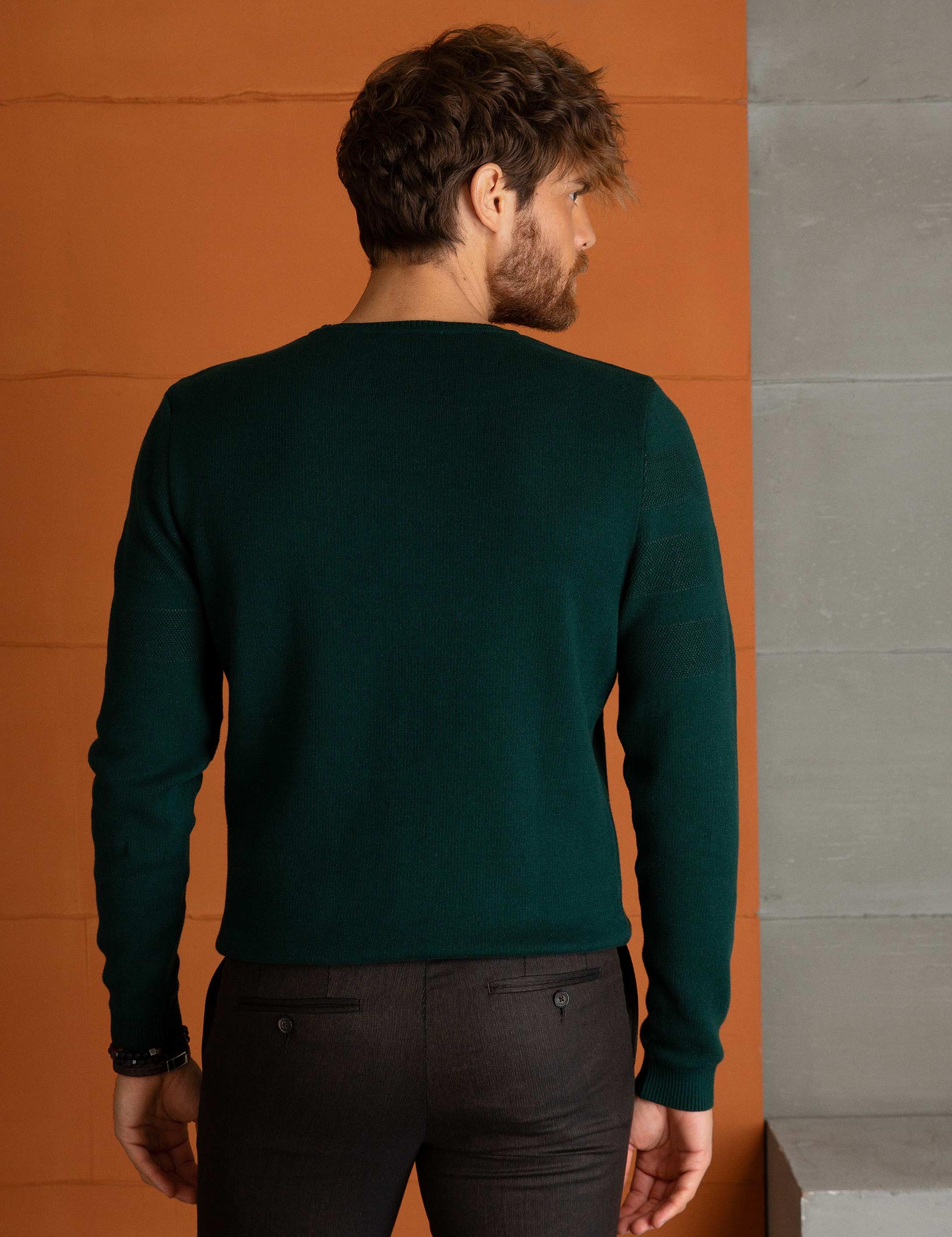 Yeşil Slim Fit Triko Kazak