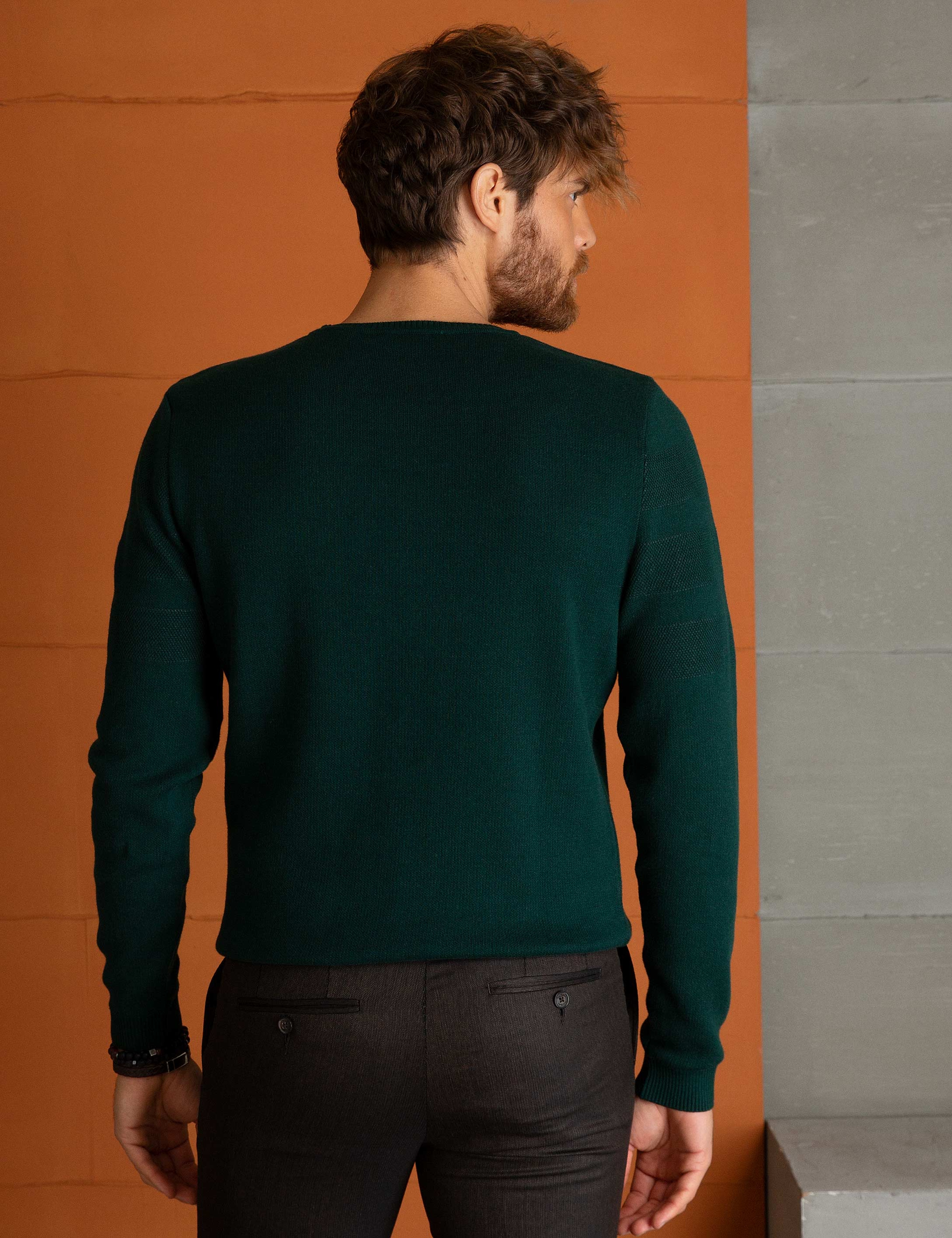 Yeşil Slim Fit Triko Kazak
