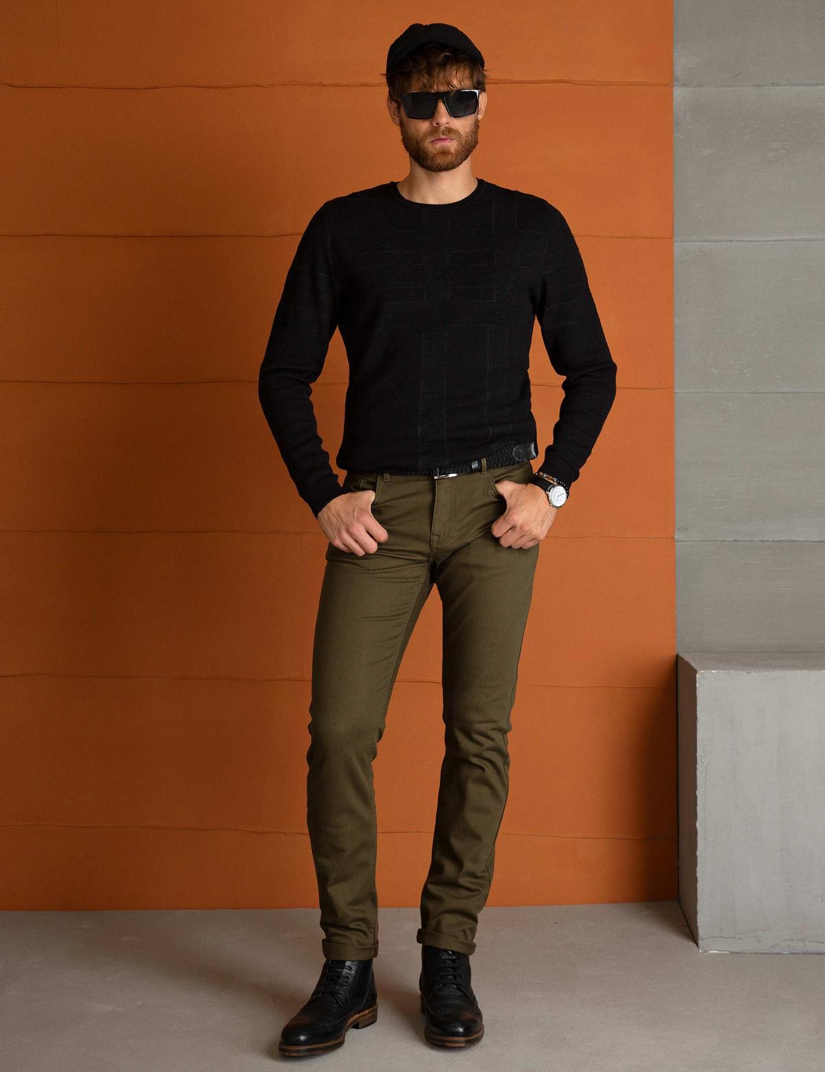 Siyah Slim Fit Triko Kazak