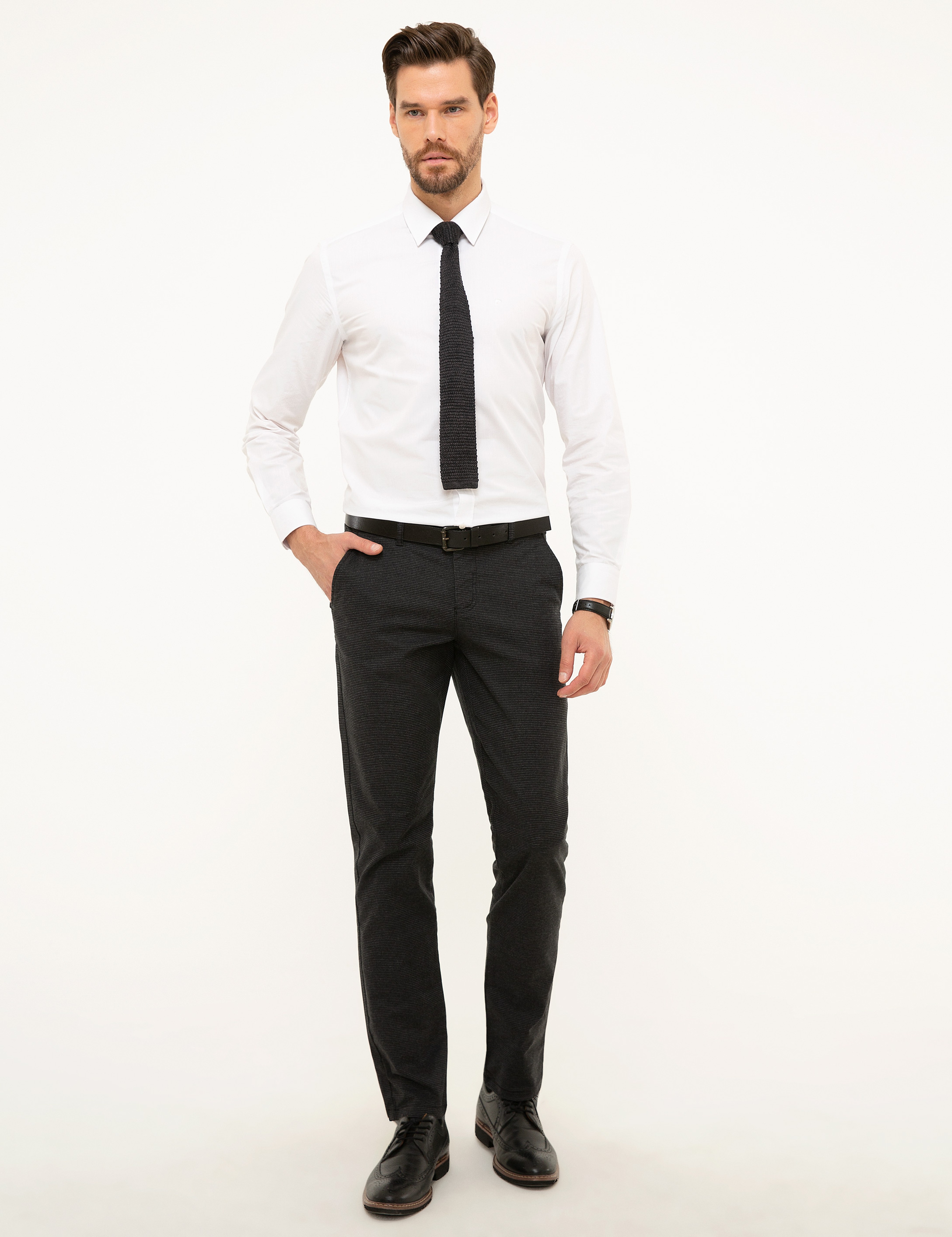 Antrasit Gri Slim Fit Chino Pantolon - Image 1