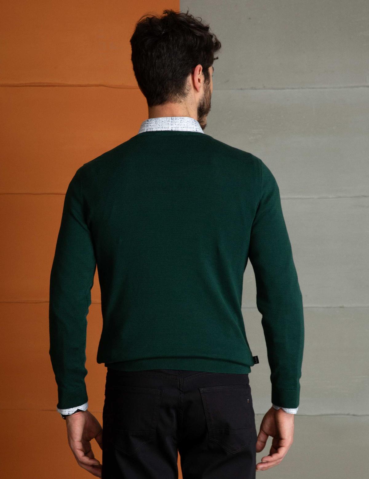 Yeşil Slim Fit Kazak - 50194181053