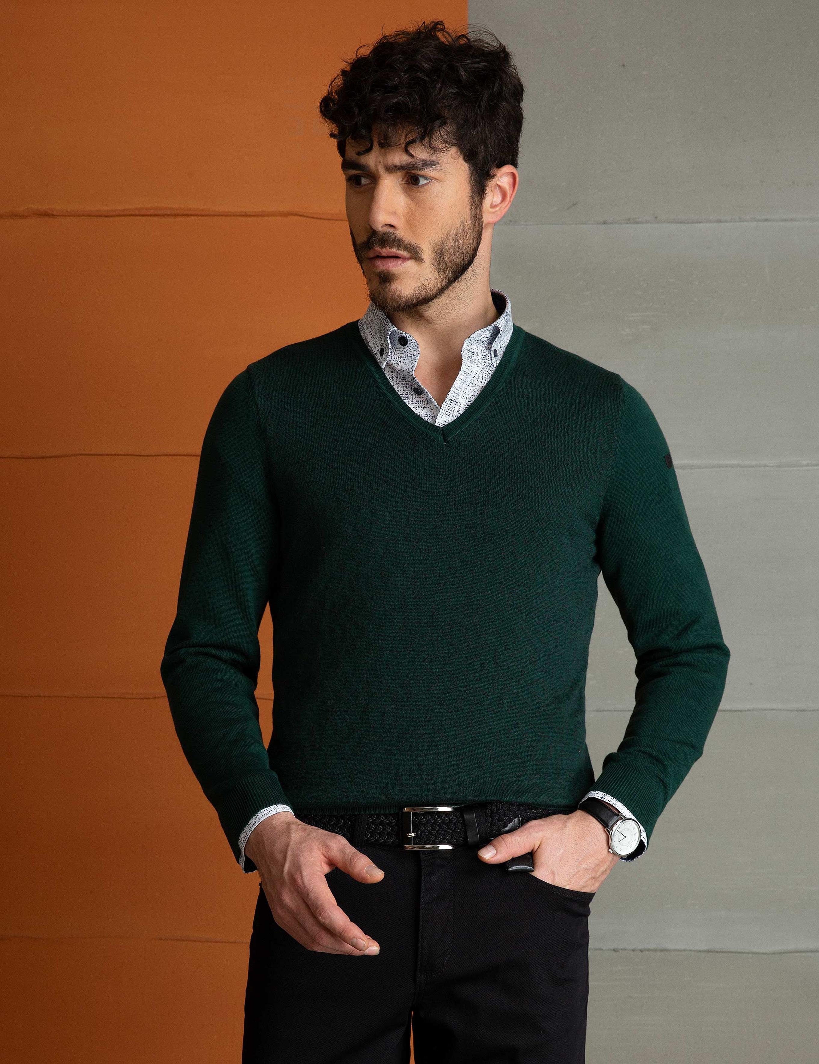 Yeşil Slim Fit Kazak