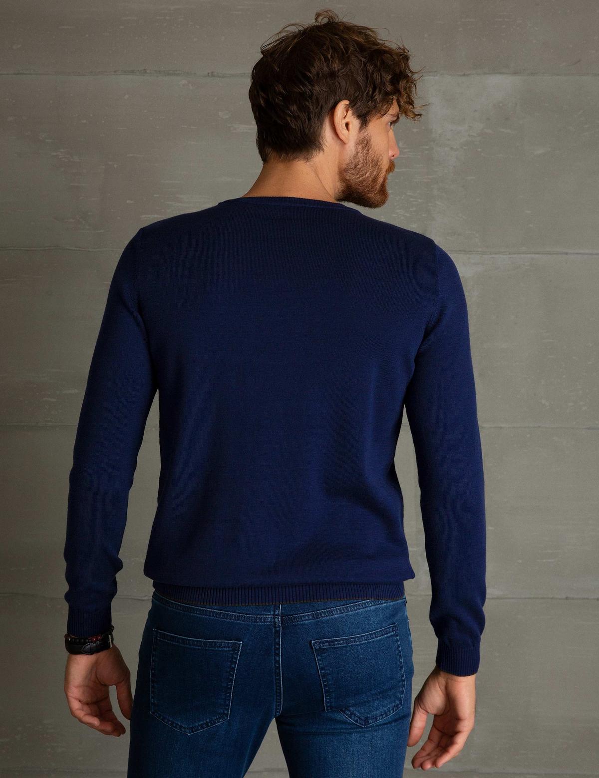 Lacivert Slim Fit Basic Kazak - 50194202043